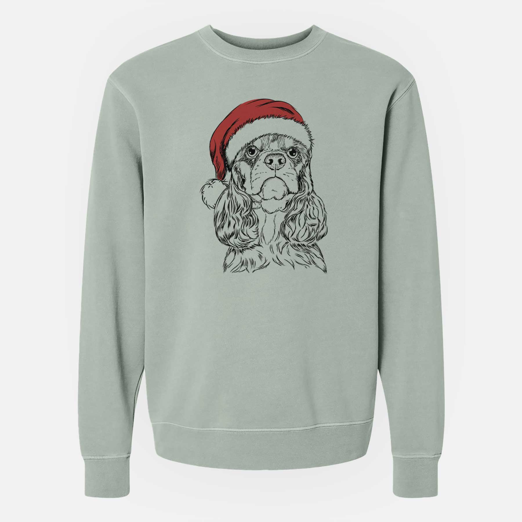 Santa Emma the Cocker Spaniel - Unisex Pigment Dyed Crew Sweatshirt