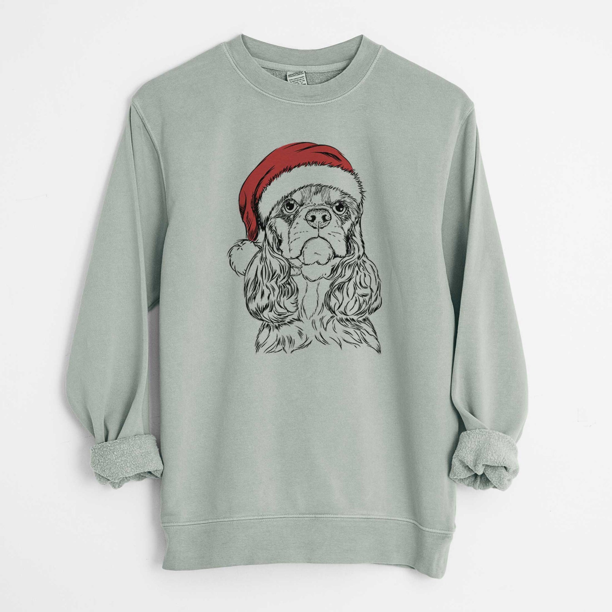 Santa Emma the Cocker Spaniel - Unisex Pigment Dyed Crew Sweatshirt