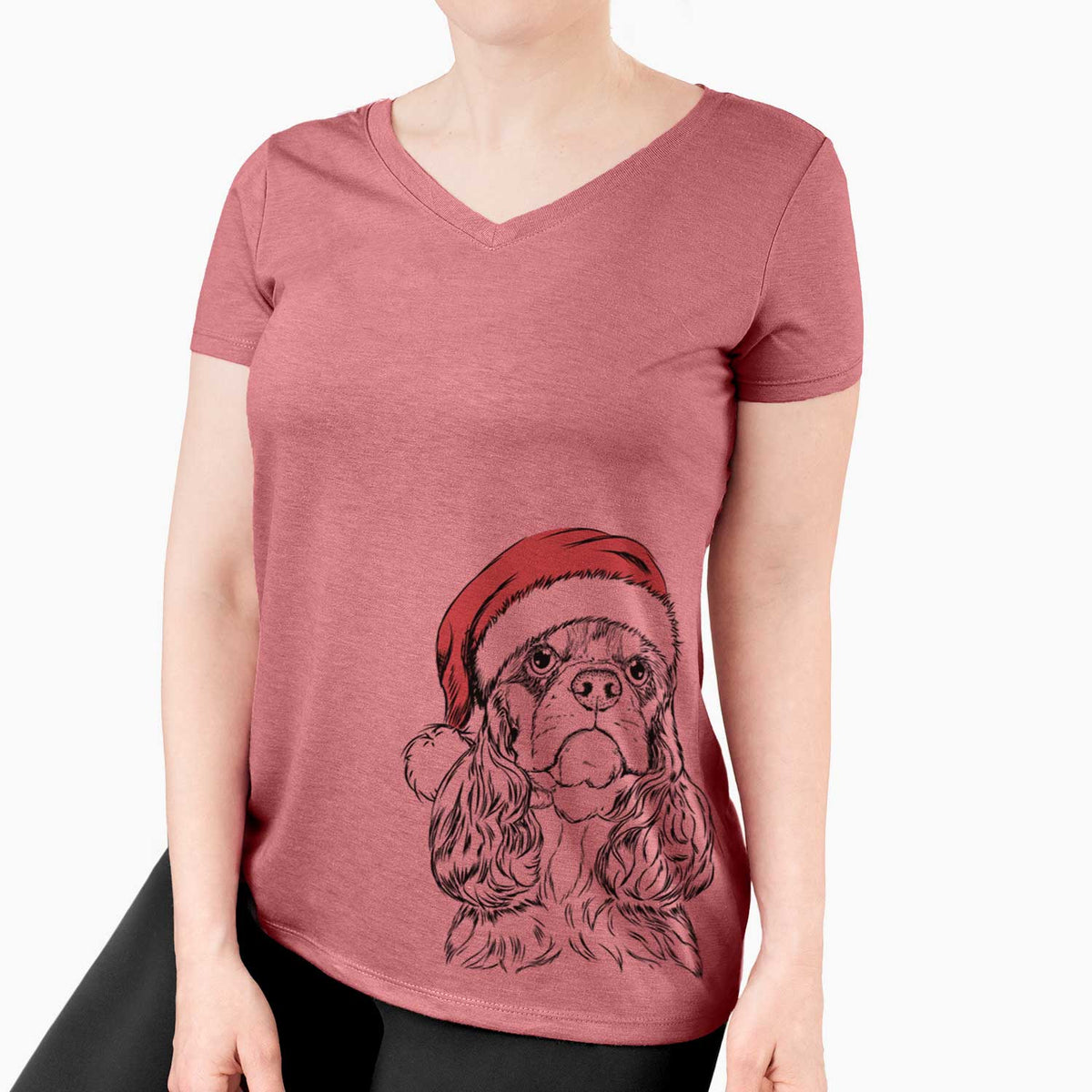 Santa Emma the Cocker Spaniel - Women's V-neck Shirt