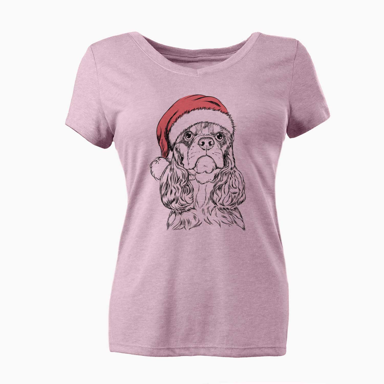 Santa Emma the Cocker Spaniel - Women's V-neck Shirt