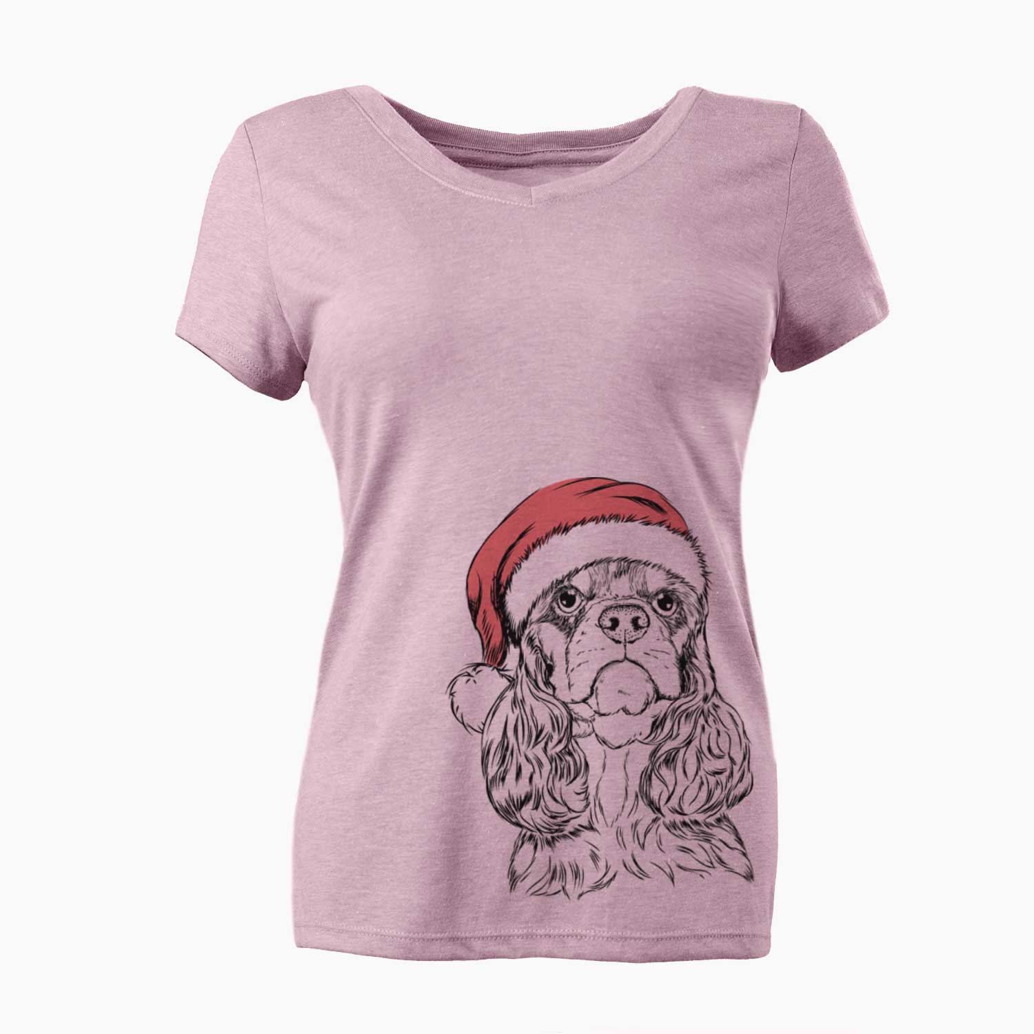 Santa Emma the Cocker Spaniel - Women's V-neck Shirt