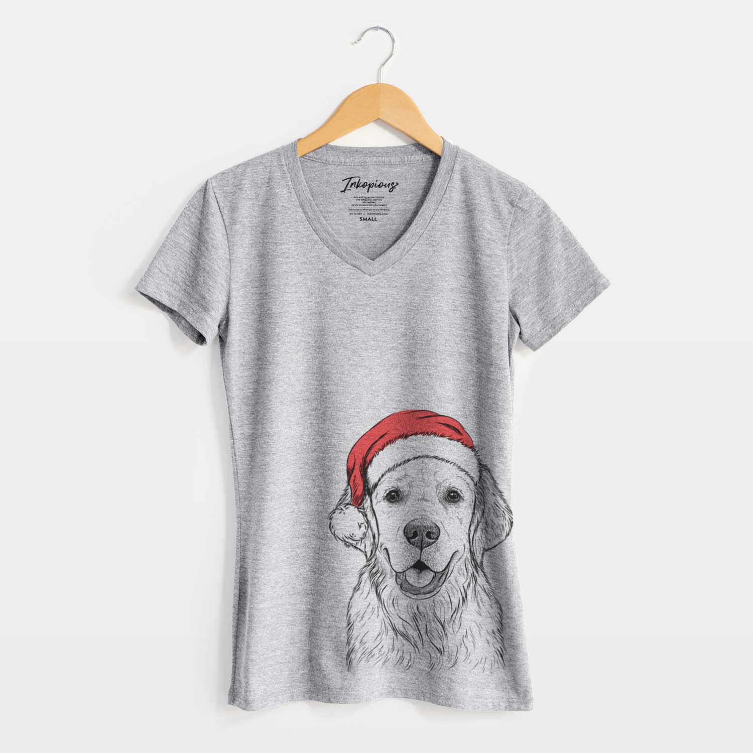 Santa Emma the Golden Retriever - Women's V-neck Shirt