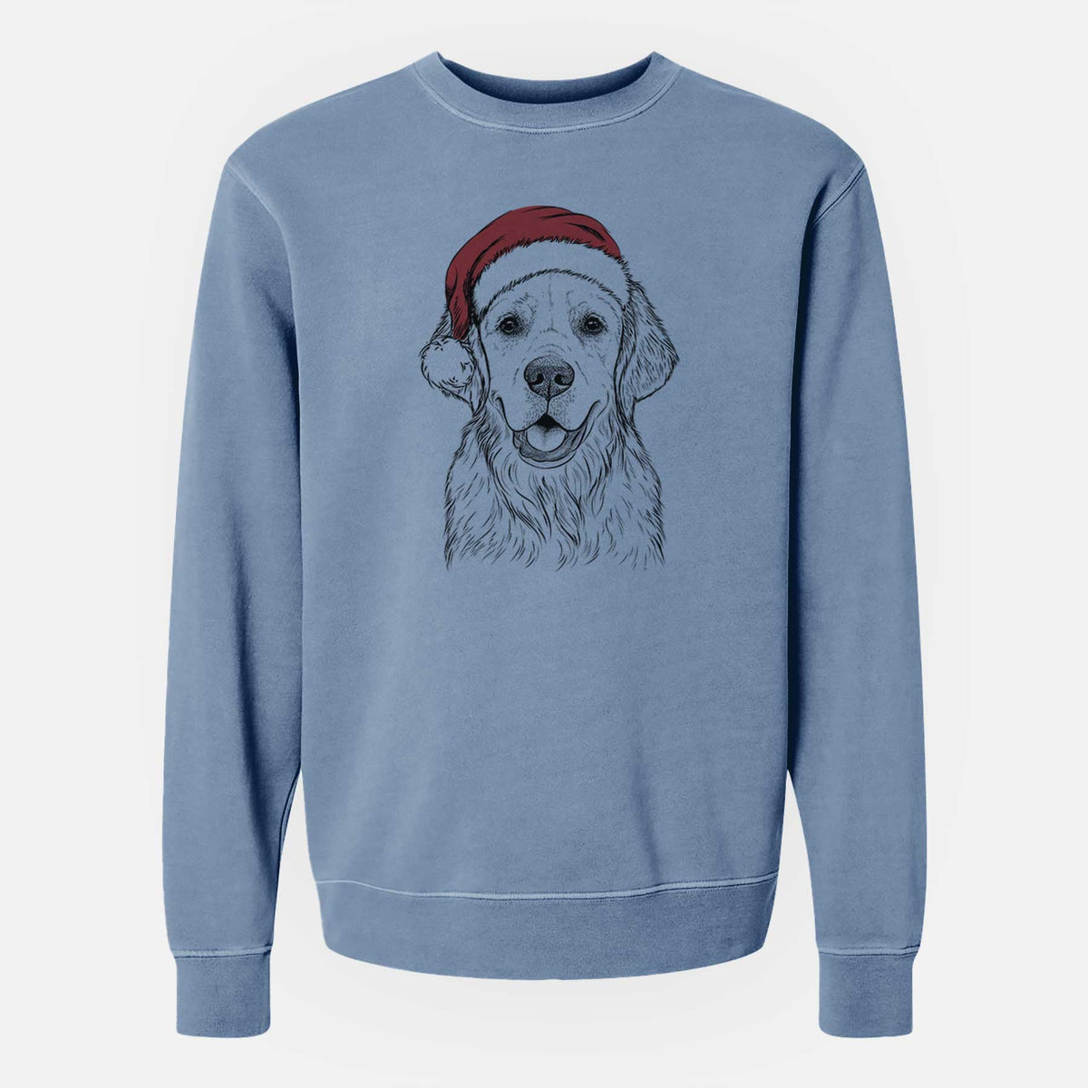 Santa Emma the Golden Retriever - Unisex Pigment Dyed Crew Sweatshirt