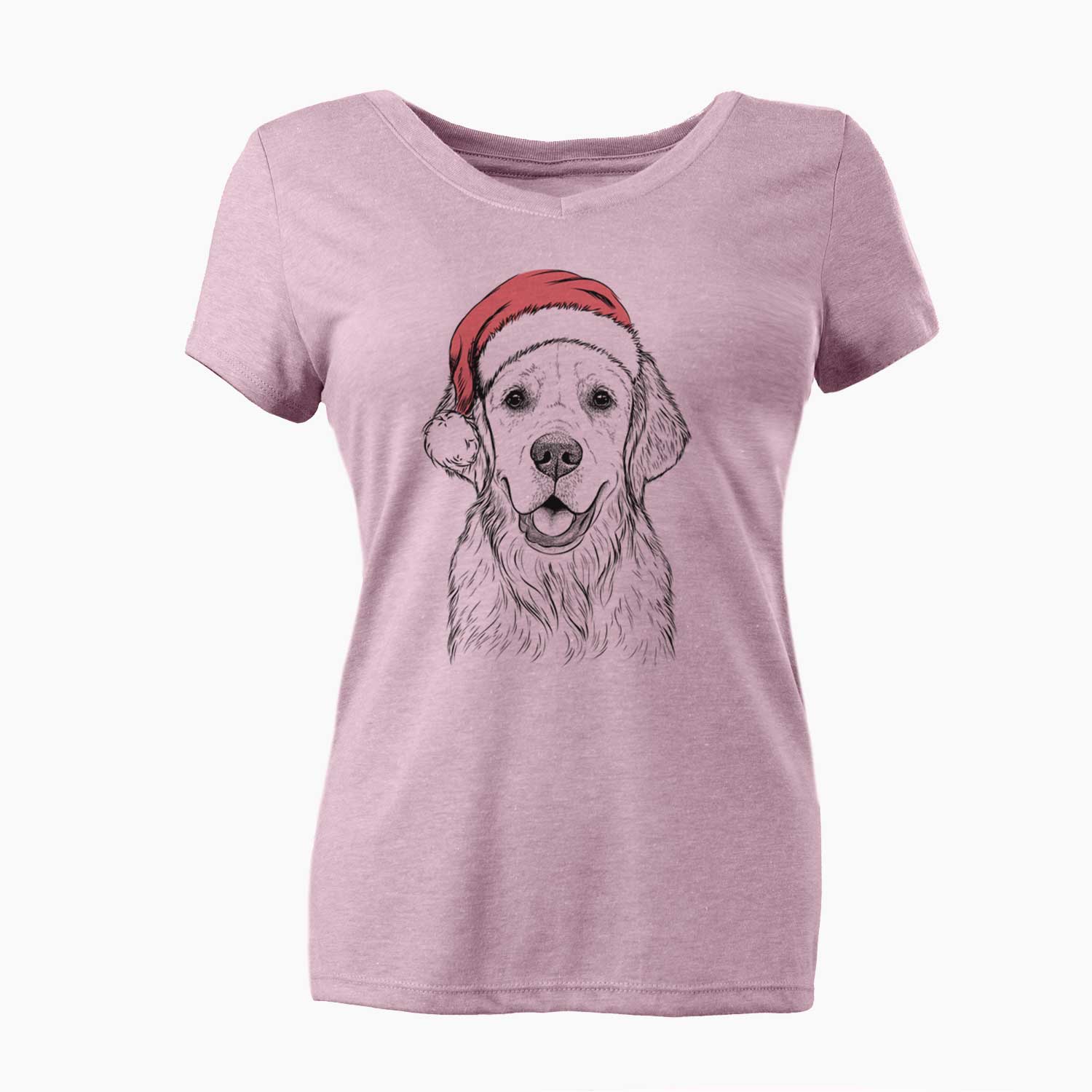 Santa Emma the Golden Retriever - Women's V-neck Shirt