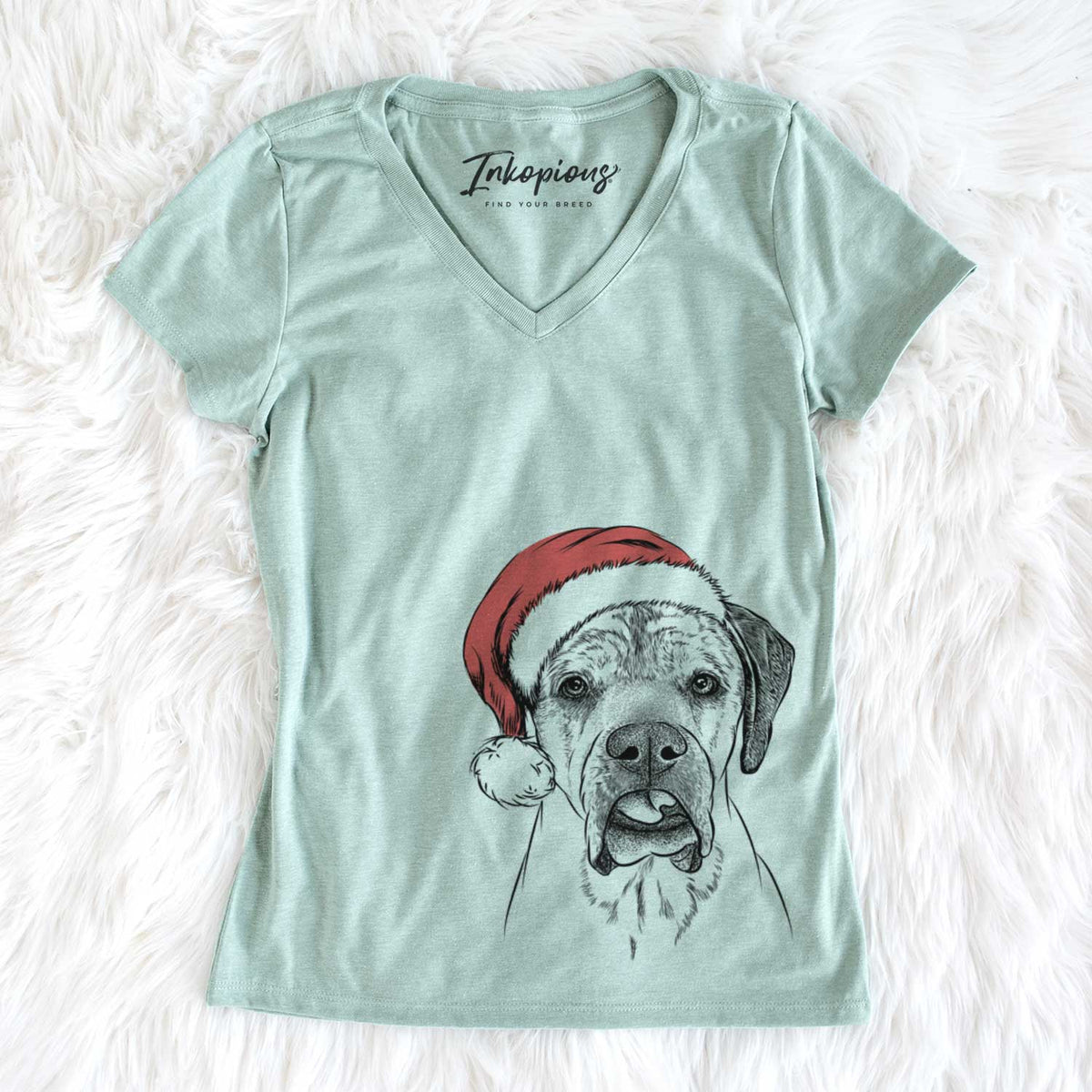 Santa Emma the English Mastiff - Women&#39;s V-neck Shirt