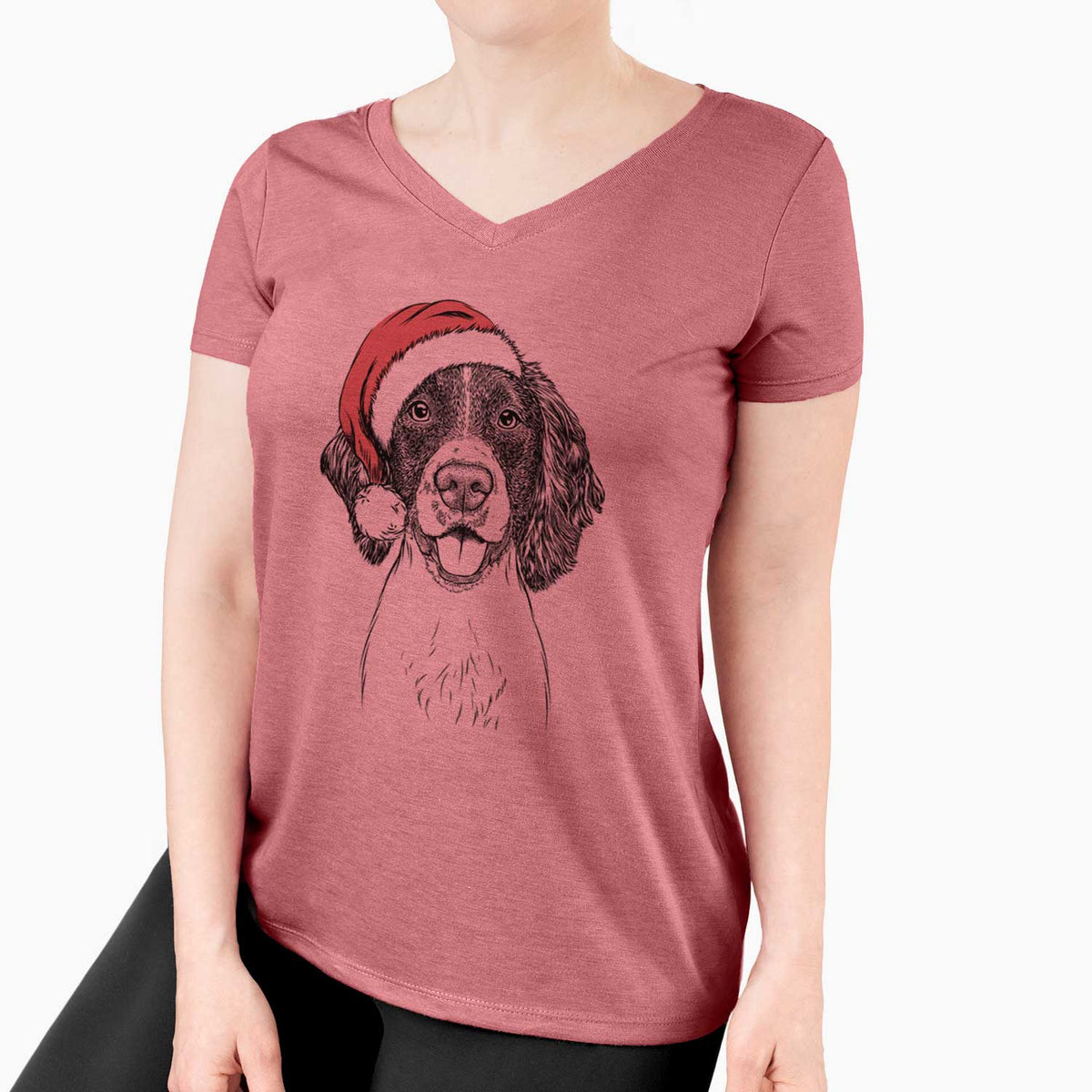 Santa Ever the English Springer Spaniel - Women's V-neck Shirt