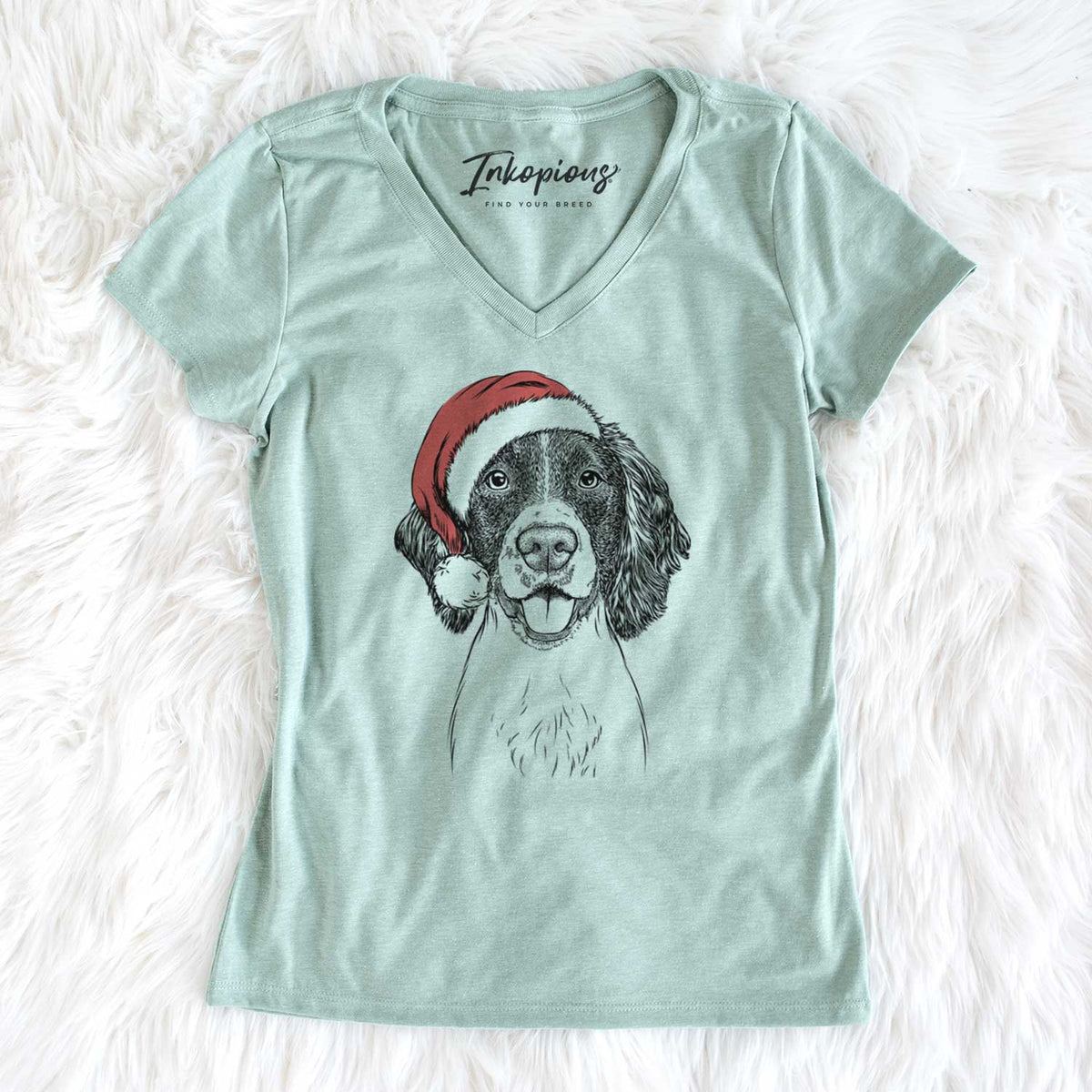 Santa Ever the English Springer Spaniel - Women's V-neck Shirt