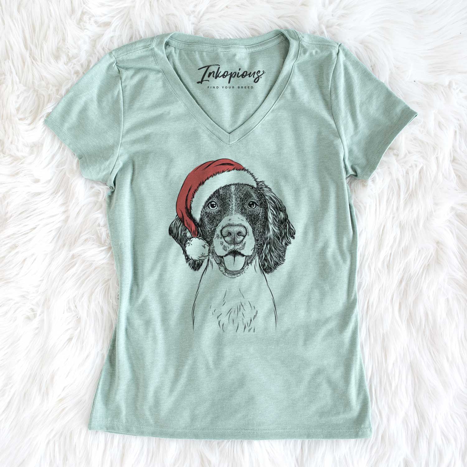Santa Ever the English Springer Spaniel - Women's V-neck Shirt