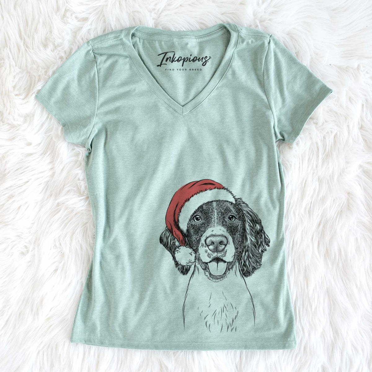 Santa Ever the English Springer Spaniel - Women's V-neck Shirt