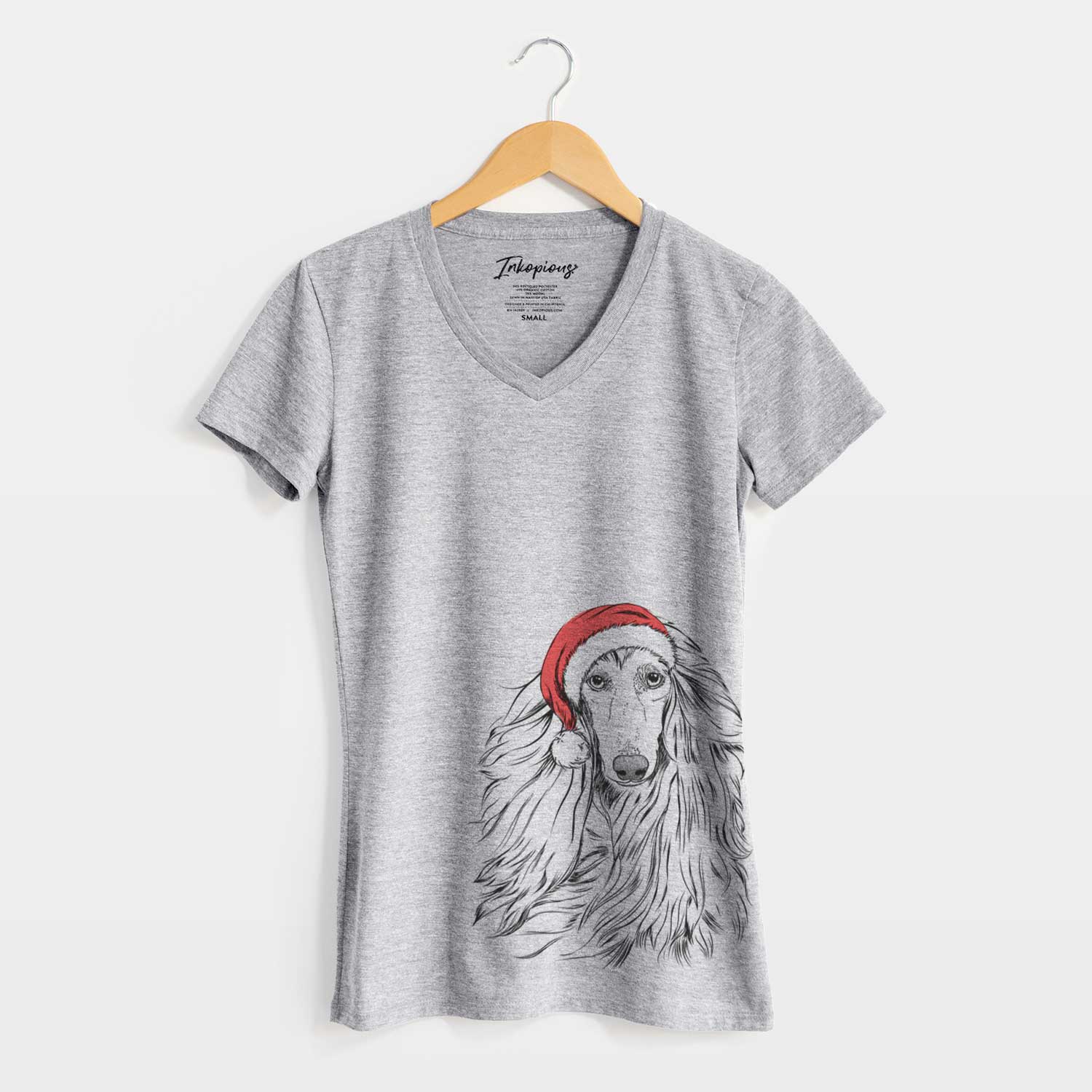 Santa Fabio the Afghan Hound - Women's V-neck Shirt