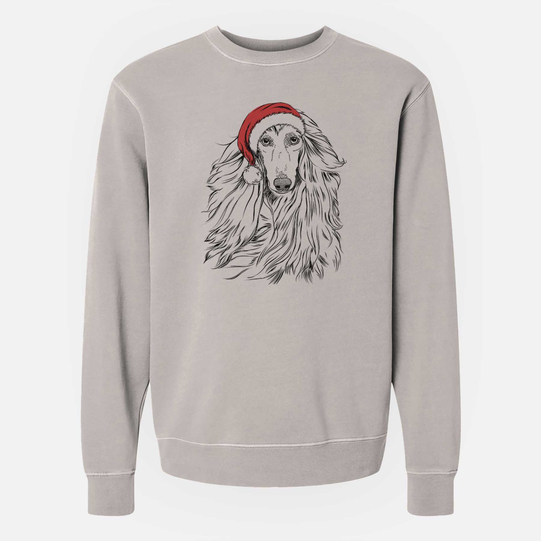 Santa Fabio the Afghan Hound - Unisex Pigment Dyed Crew Sweatshirt