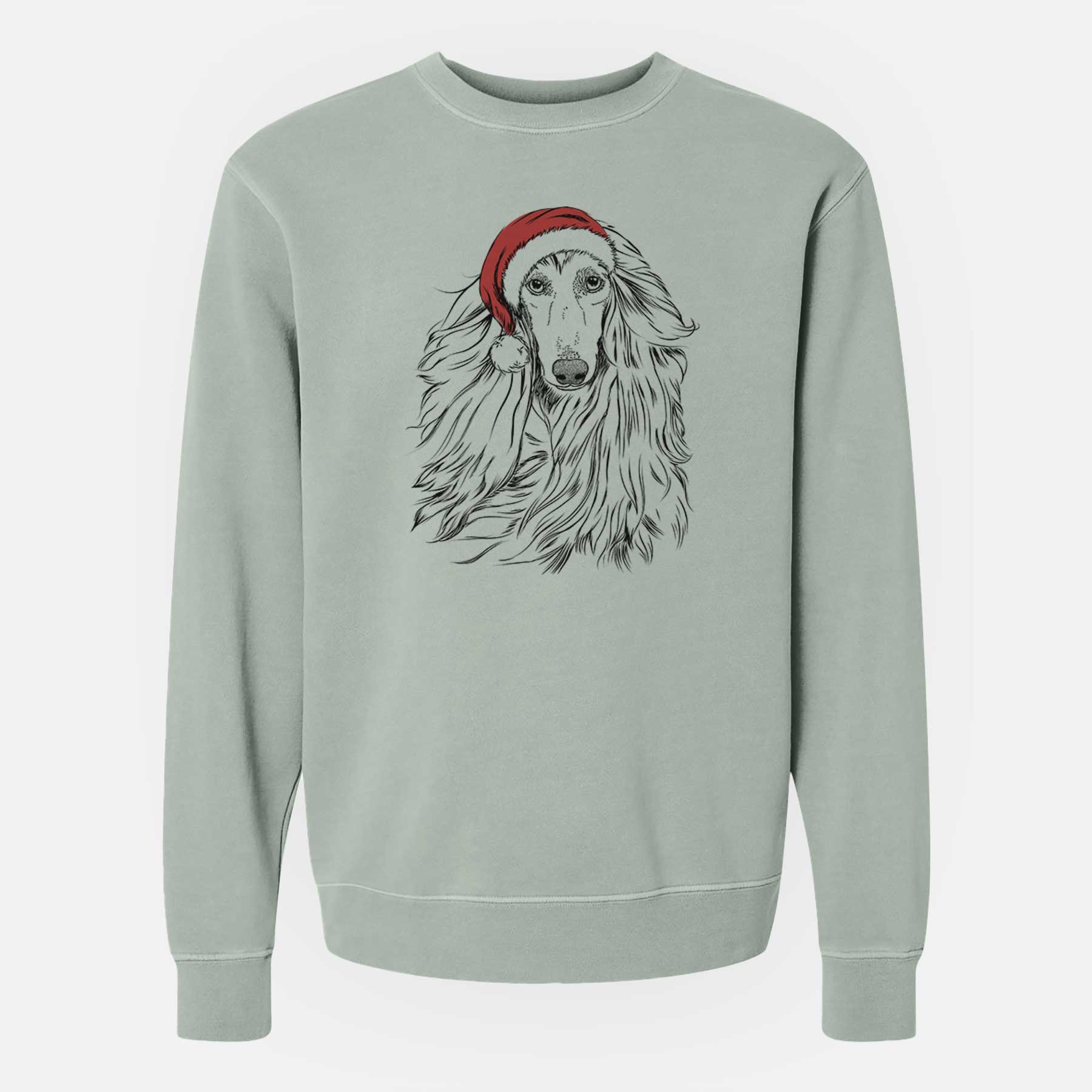 Santa Fabio the Afghan Hound - Unisex Pigment Dyed Crew Sweatshirt