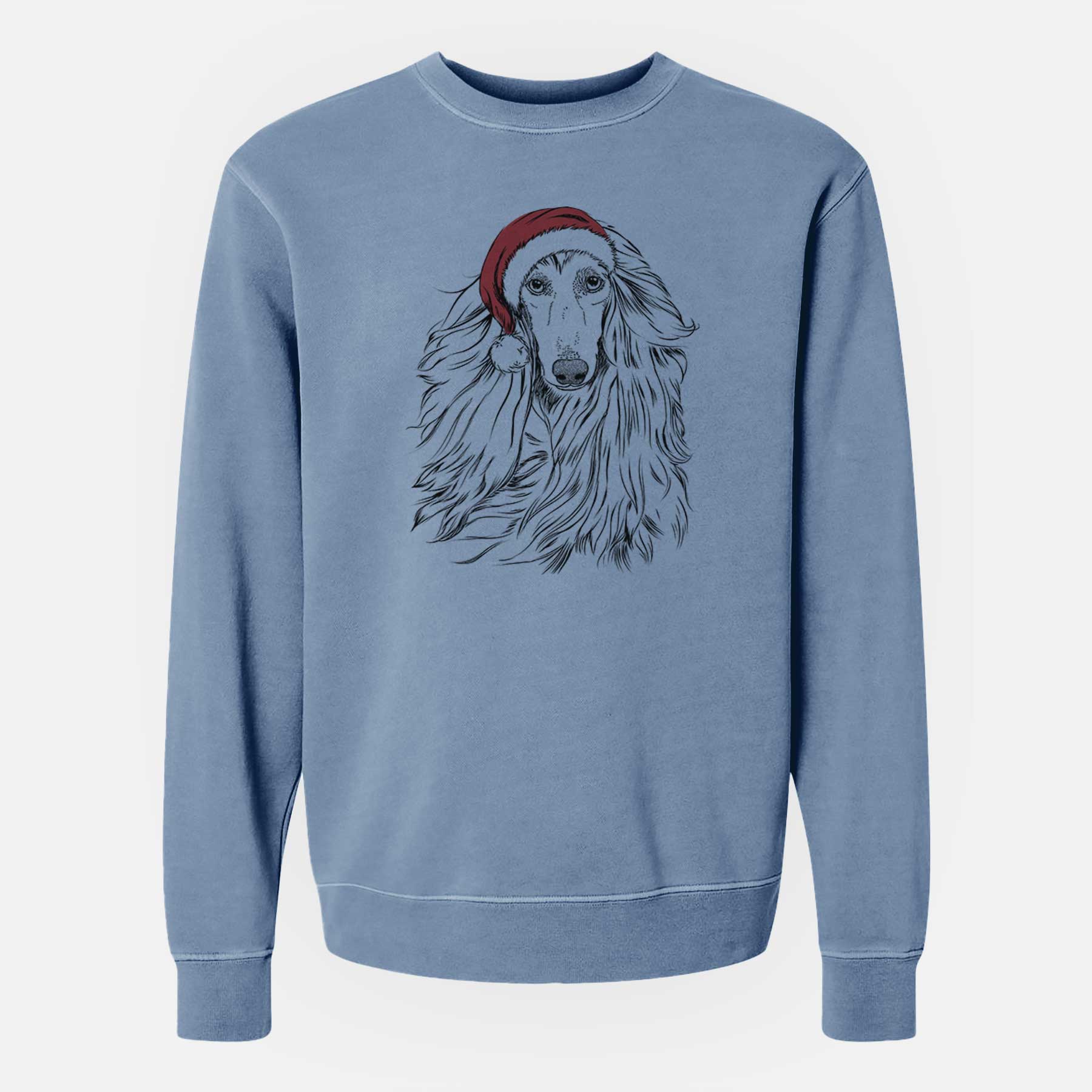 Santa Fabio the Afghan Hound - Unisex Pigment Dyed Crew Sweatshirt