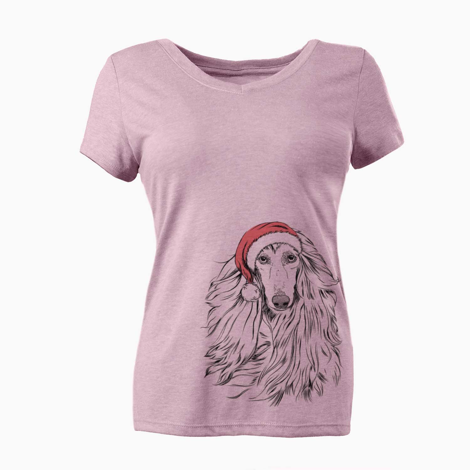 Santa Fabio the Afghan Hound - Women's V-neck Shirt