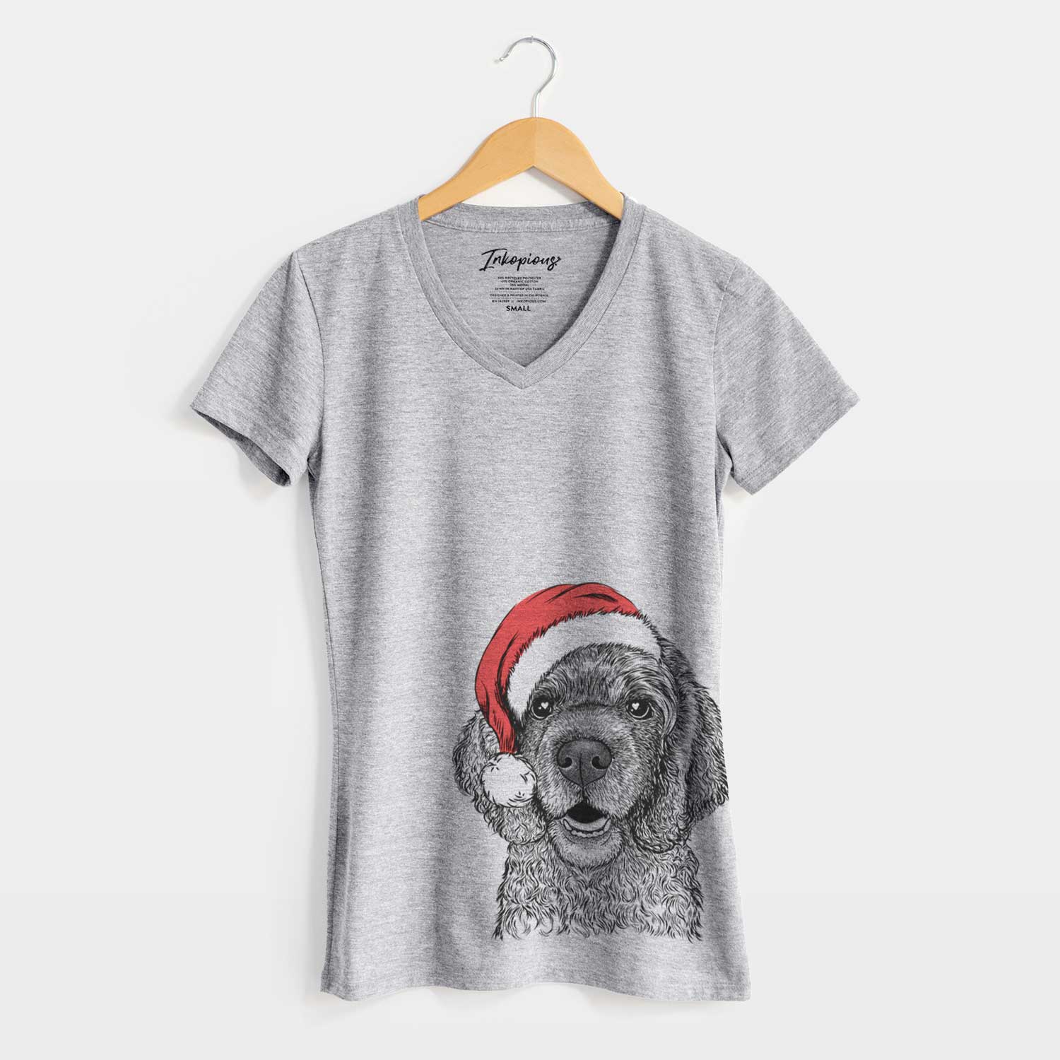 Santa Fannie Mae the Cocker Spaniel - Women's V-neck Shirt