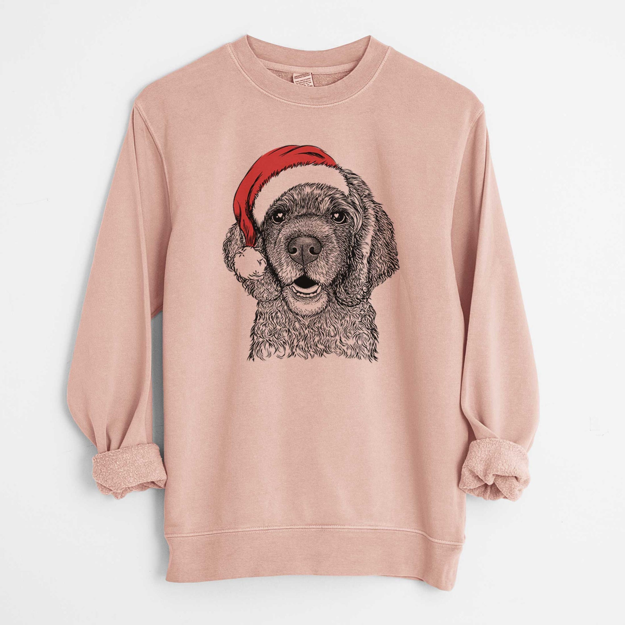 Santa Fannie Mae the Cocker Spaniel - Unisex Pigment Dyed Crew Sweatshirt