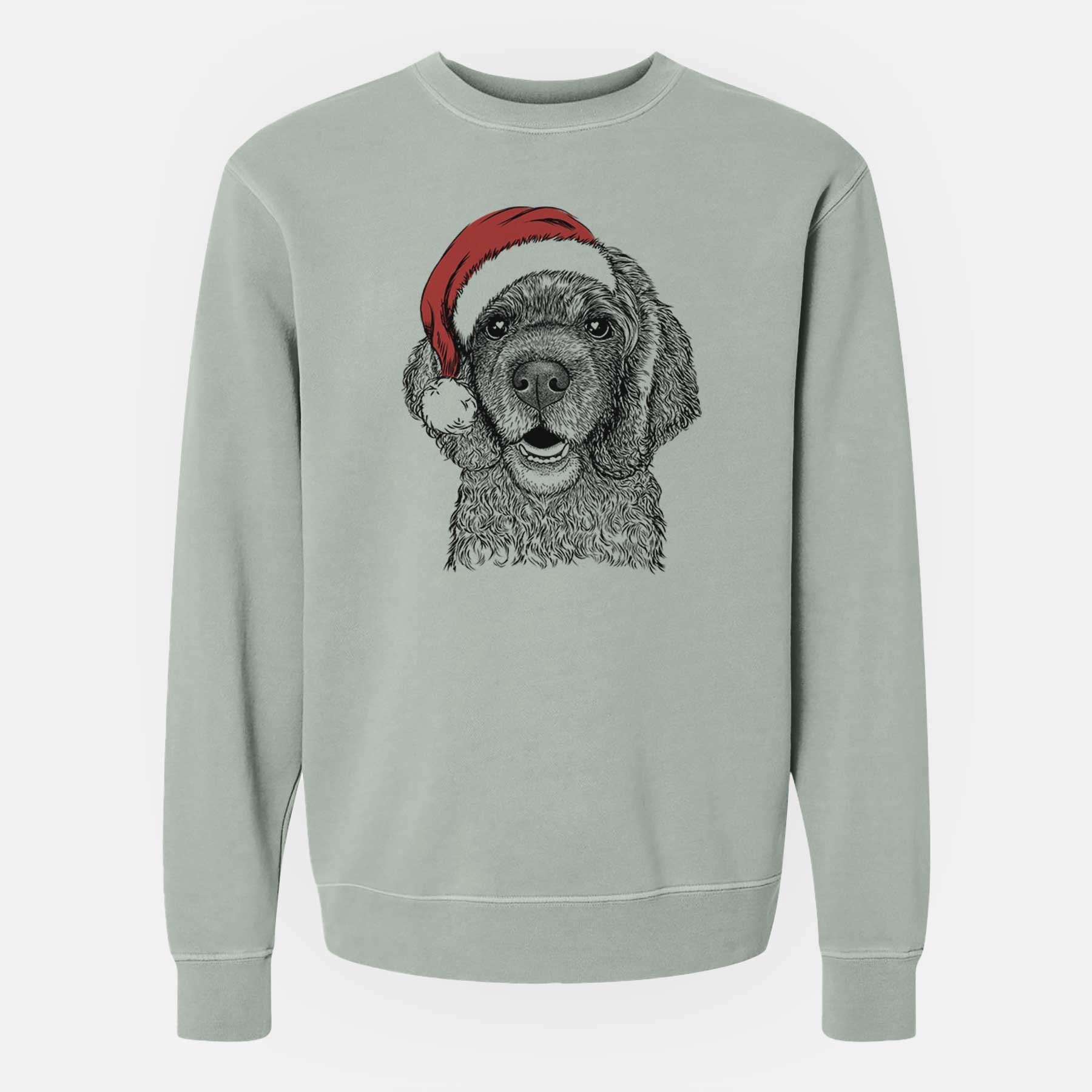 Santa Fannie Mae the Cocker Spaniel - Unisex Pigment Dyed Crew Sweatshirt