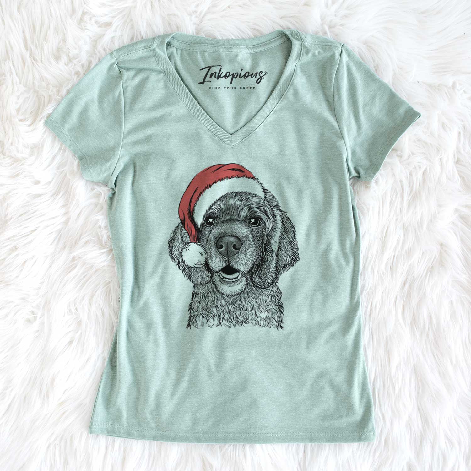 Santa Fannie Mae the Cocker Spaniel - Women's V-neck Shirt