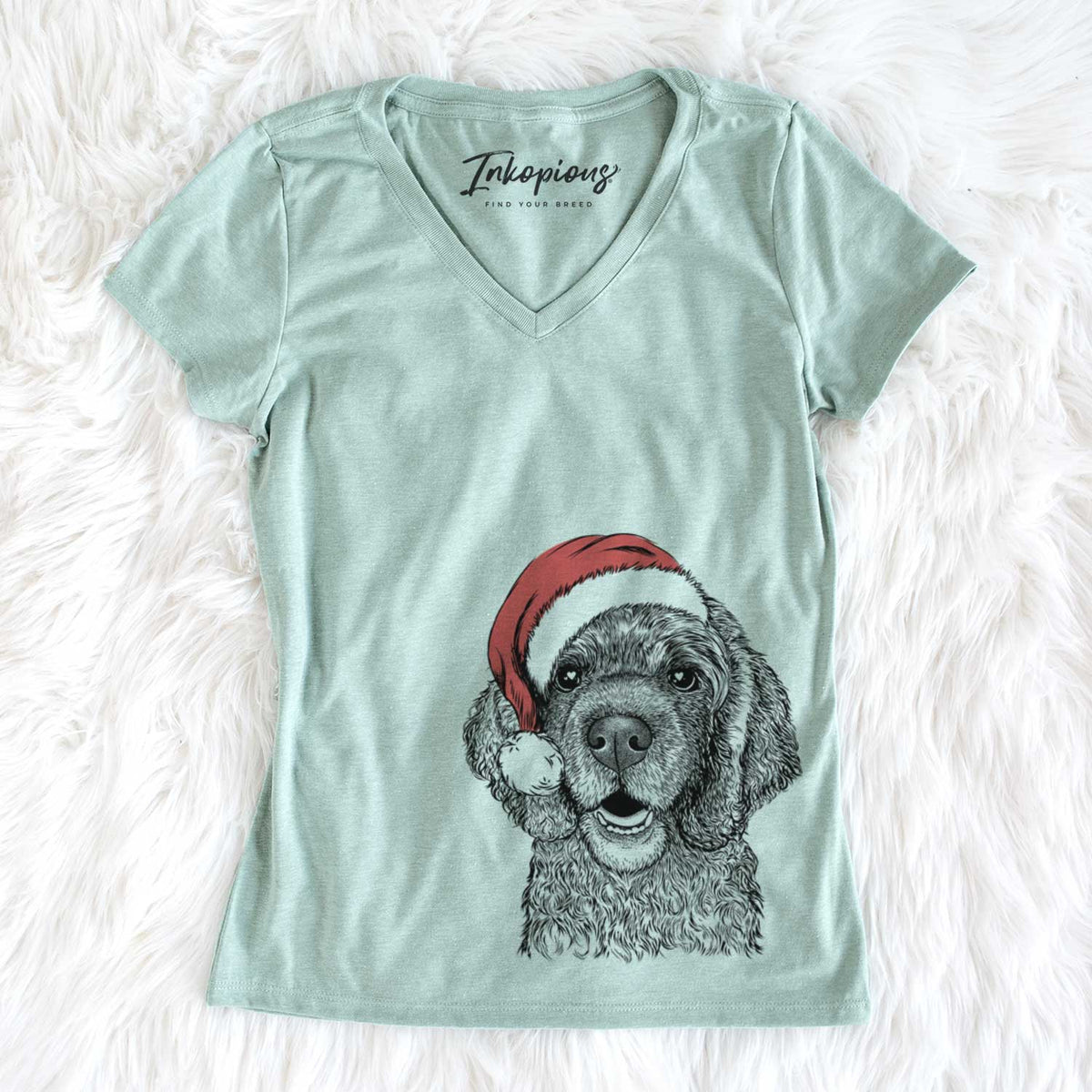 Santa Fannie Mae the Cocker Spaniel - Women&#39;s V-neck Shirt