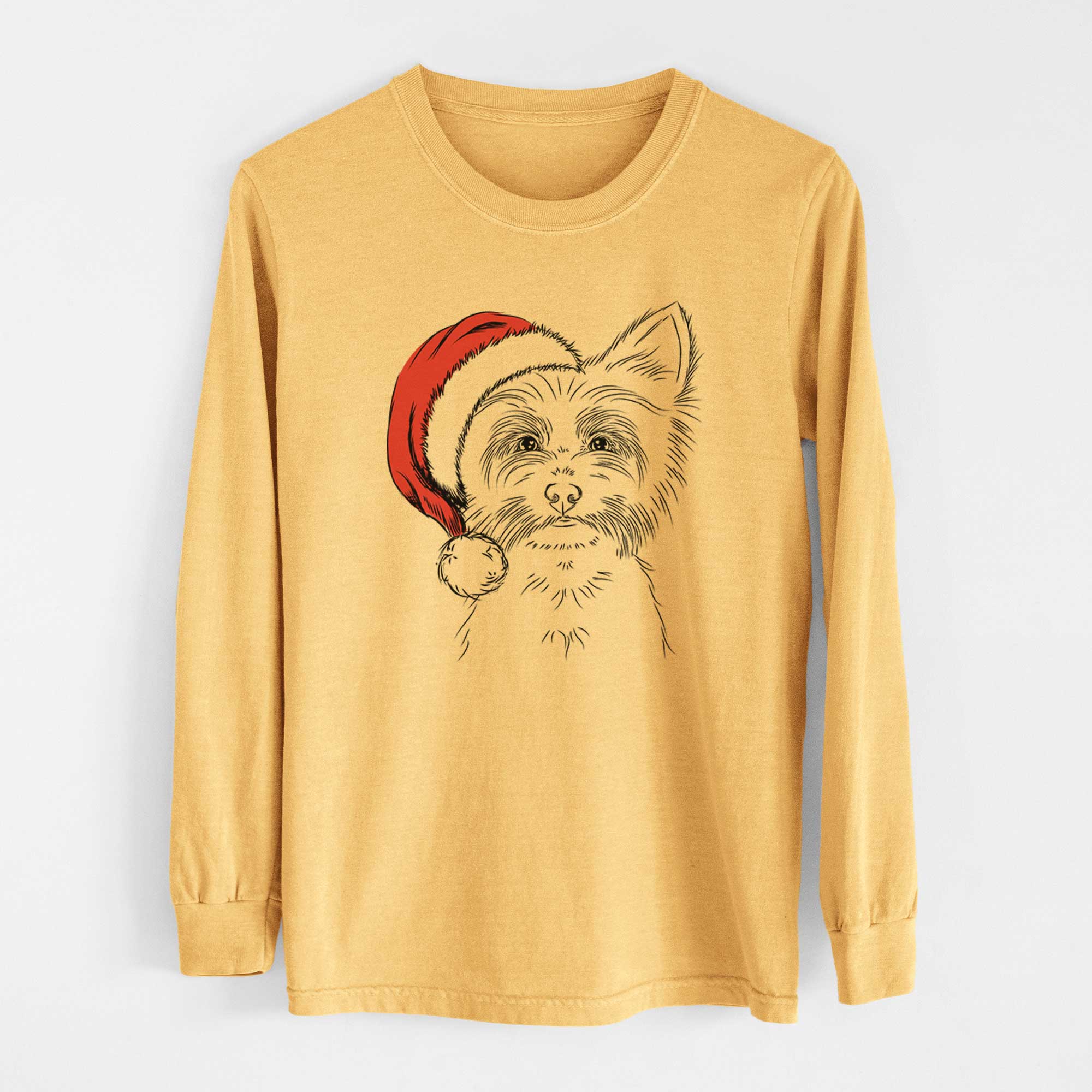 Santa Farva the Yorkshire Terrier - Heavyweight 100% Cotton Long Sleeve