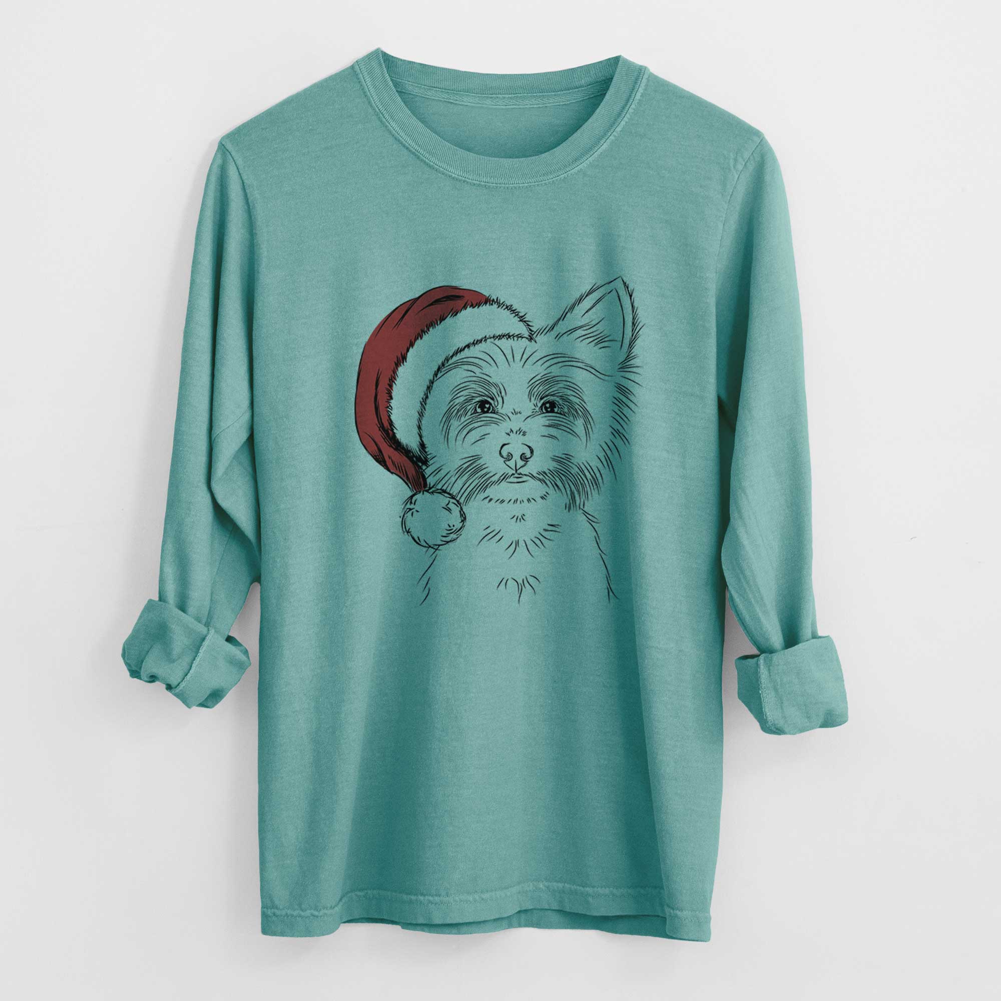 Santa Farva the Yorkshire Terrier - Heavyweight 100% Cotton Long Sleeve