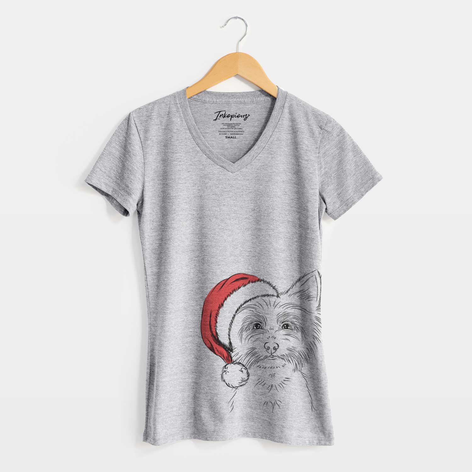 Santa Farva the Yorkshire Terrier - Women's V-neck Shirt