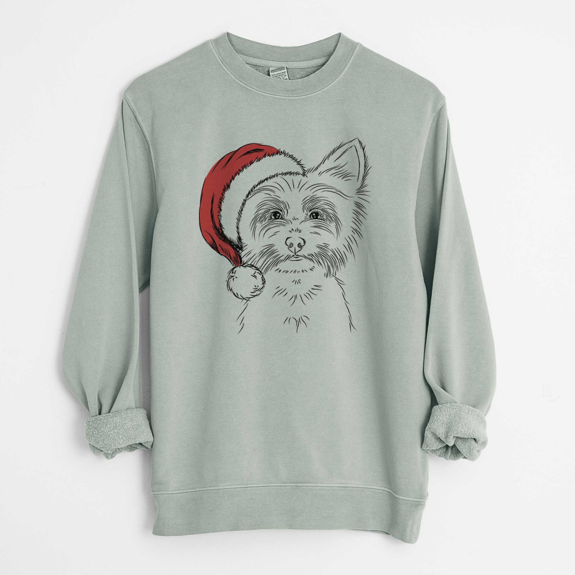 Santa Farva the Yorkshire Terrier - Unisex Pigment Dyed Crew Sweatshirt