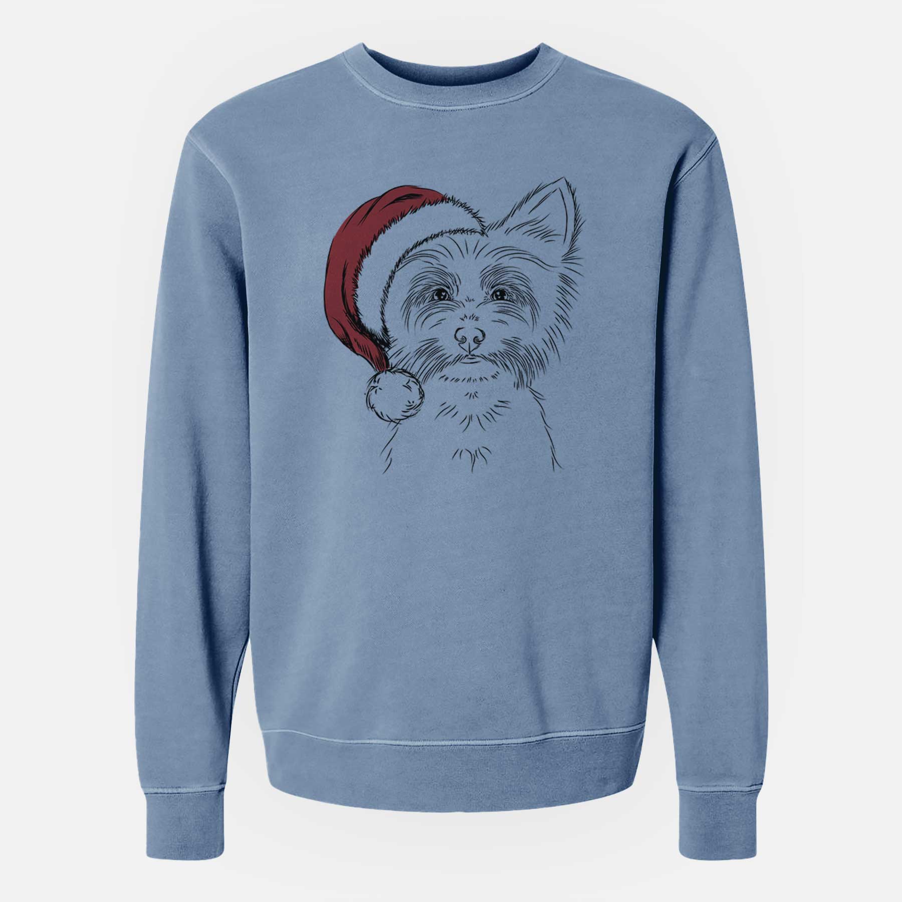 Santa Farva the Yorkshire Terrier - Unisex Pigment Dyed Crew Sweatshirt