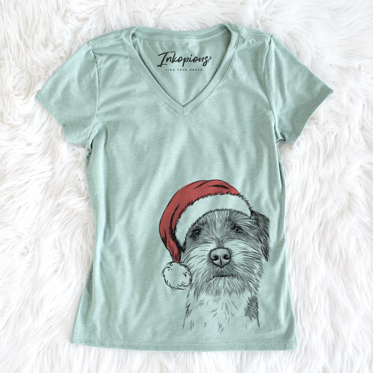 Santa Feis the Parson Russell Terrier - Women's V-neck Shirt