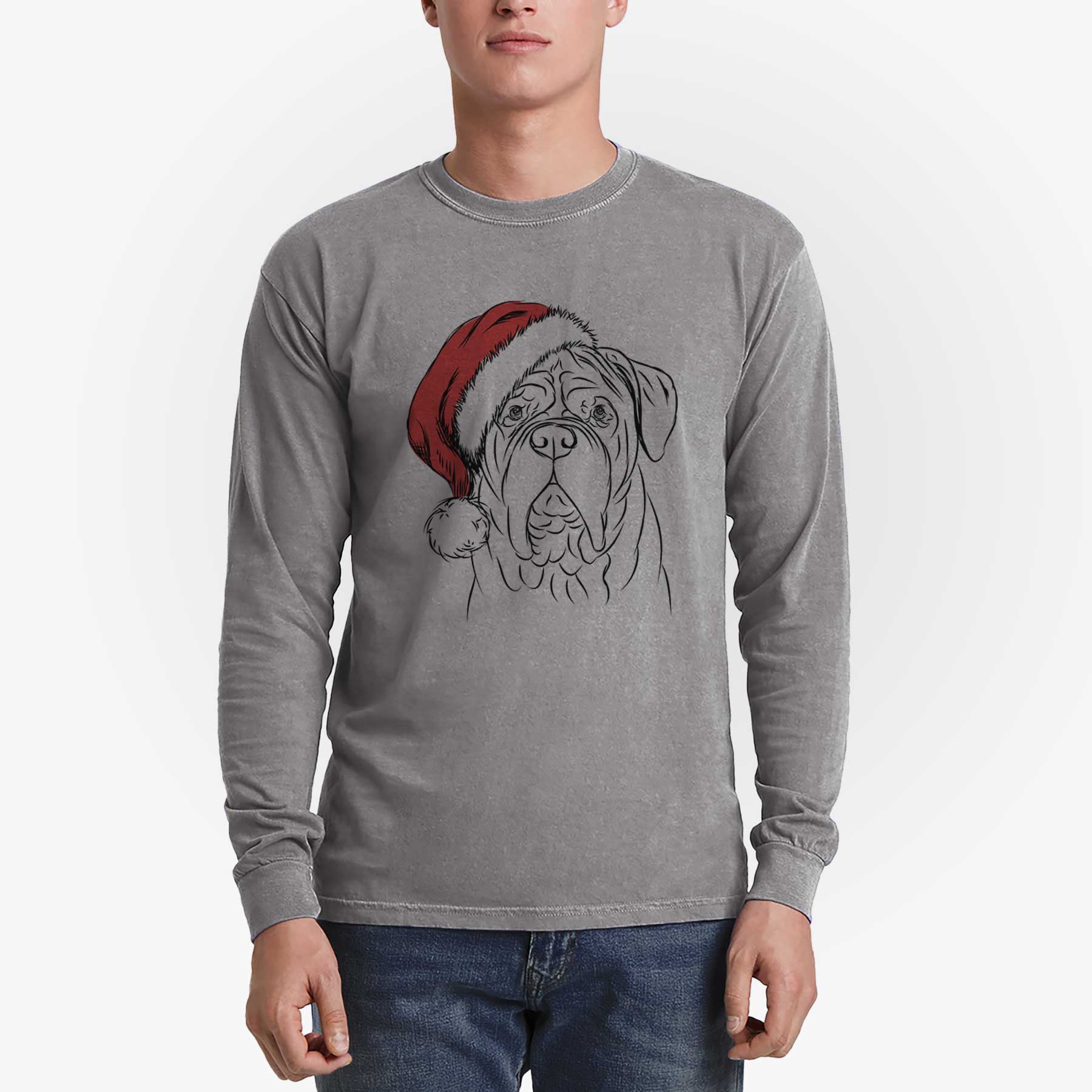 Santa Felix the Dogue de Bordeaux - Heavyweight 100% Cotton Long Sleeve