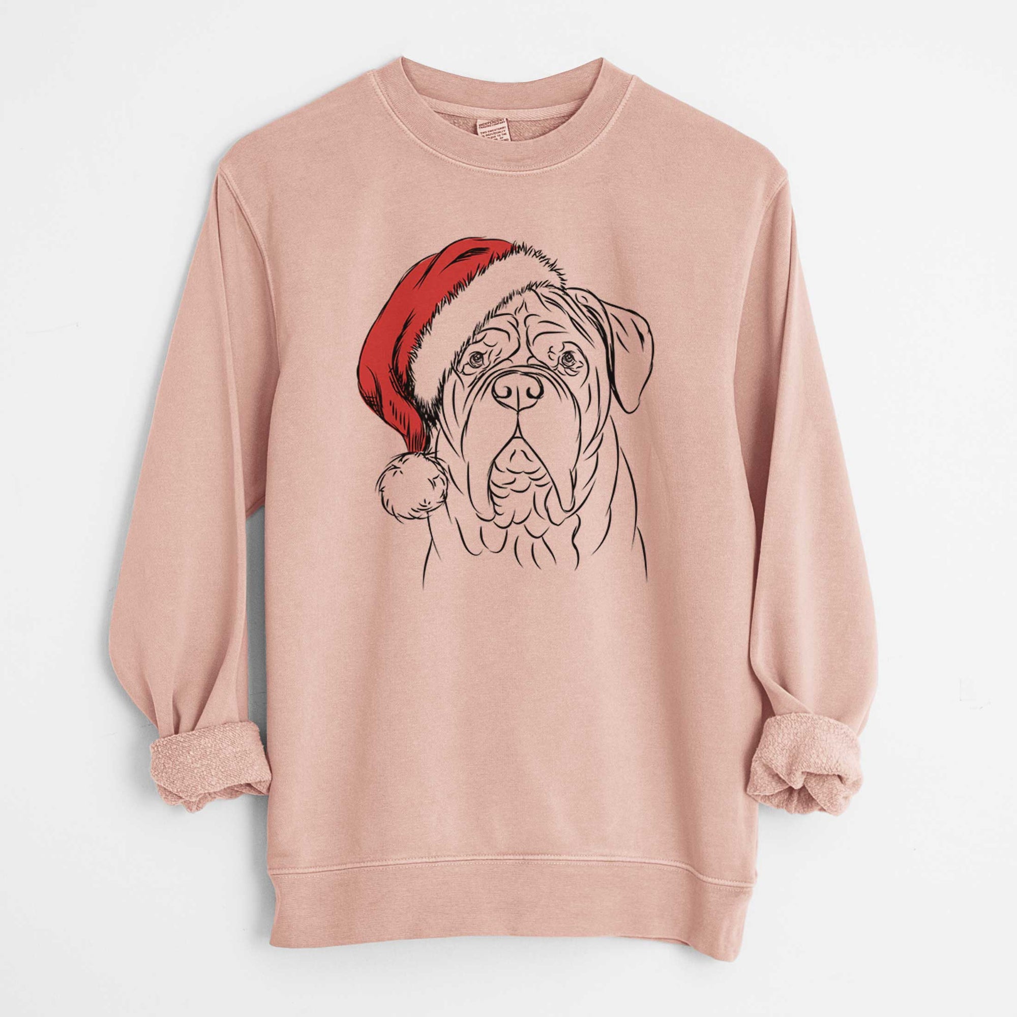 Santa Felix the Dogue de Bordeaux - Unisex Pigment Dyed Crew Sweatshirt