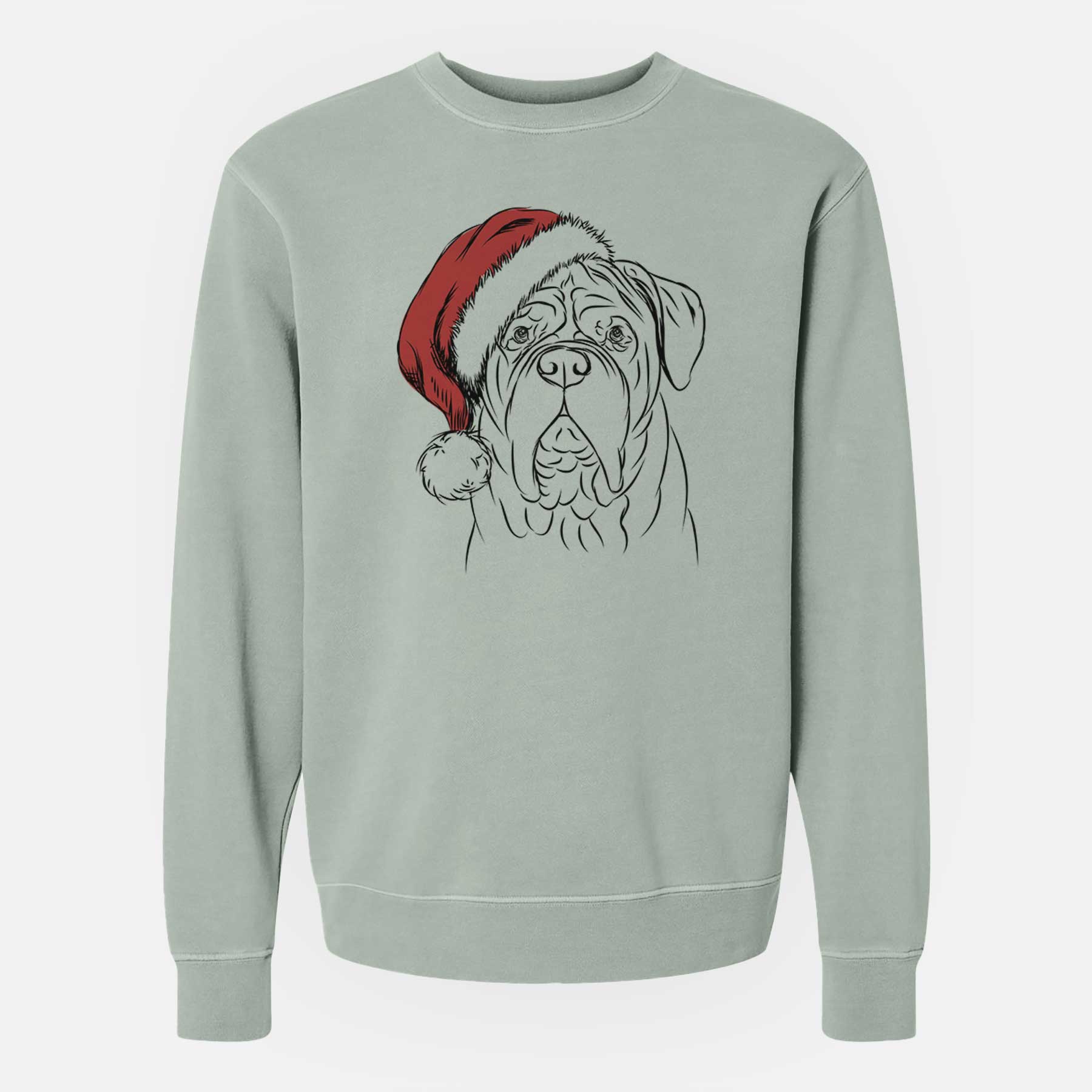 Santa Felix the Dogue de Bordeaux - Unisex Pigment Dyed Crew Sweatshirt