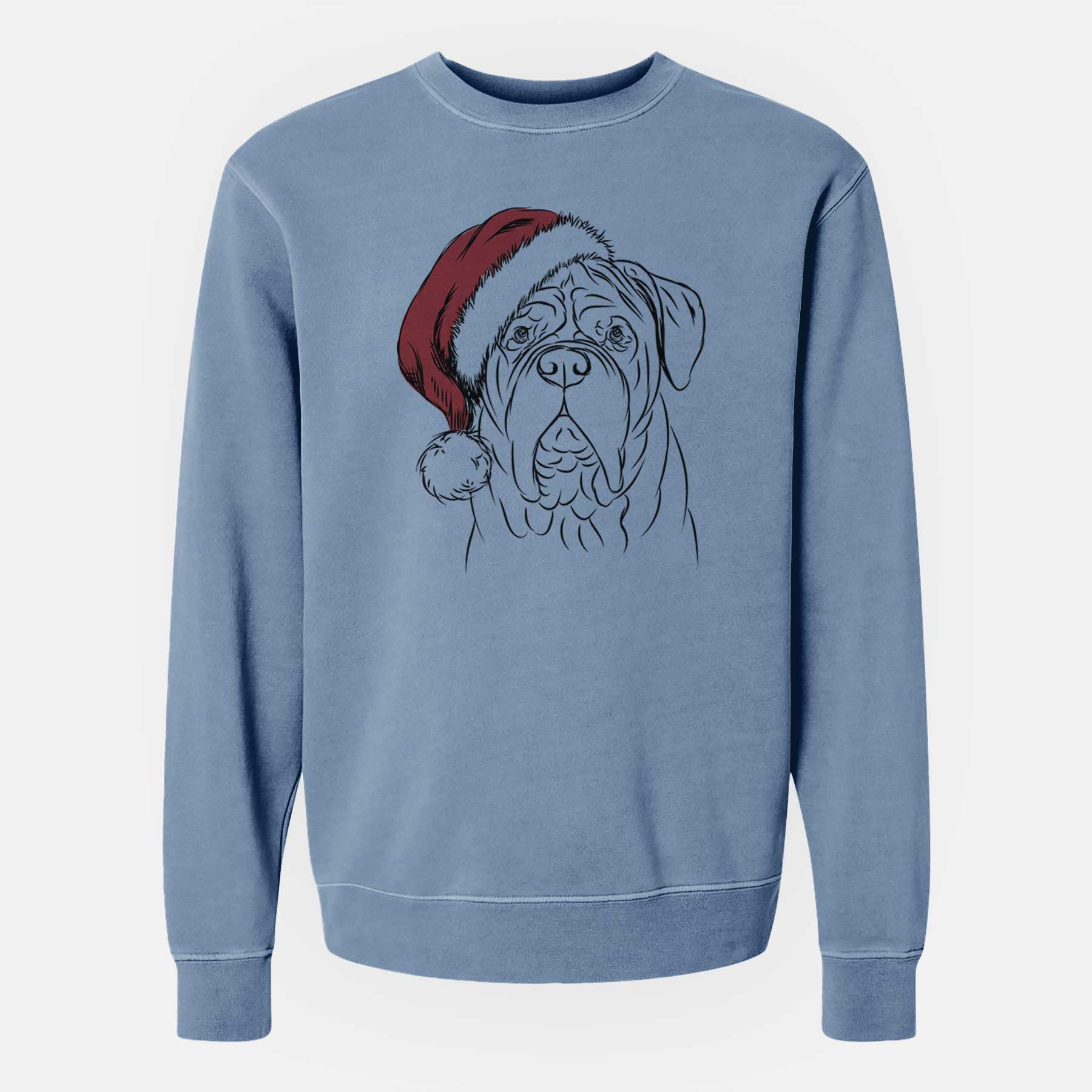 Santa Felix the Dogue de Bordeaux - Unisex Pigment Dyed Crew Sweatshirt