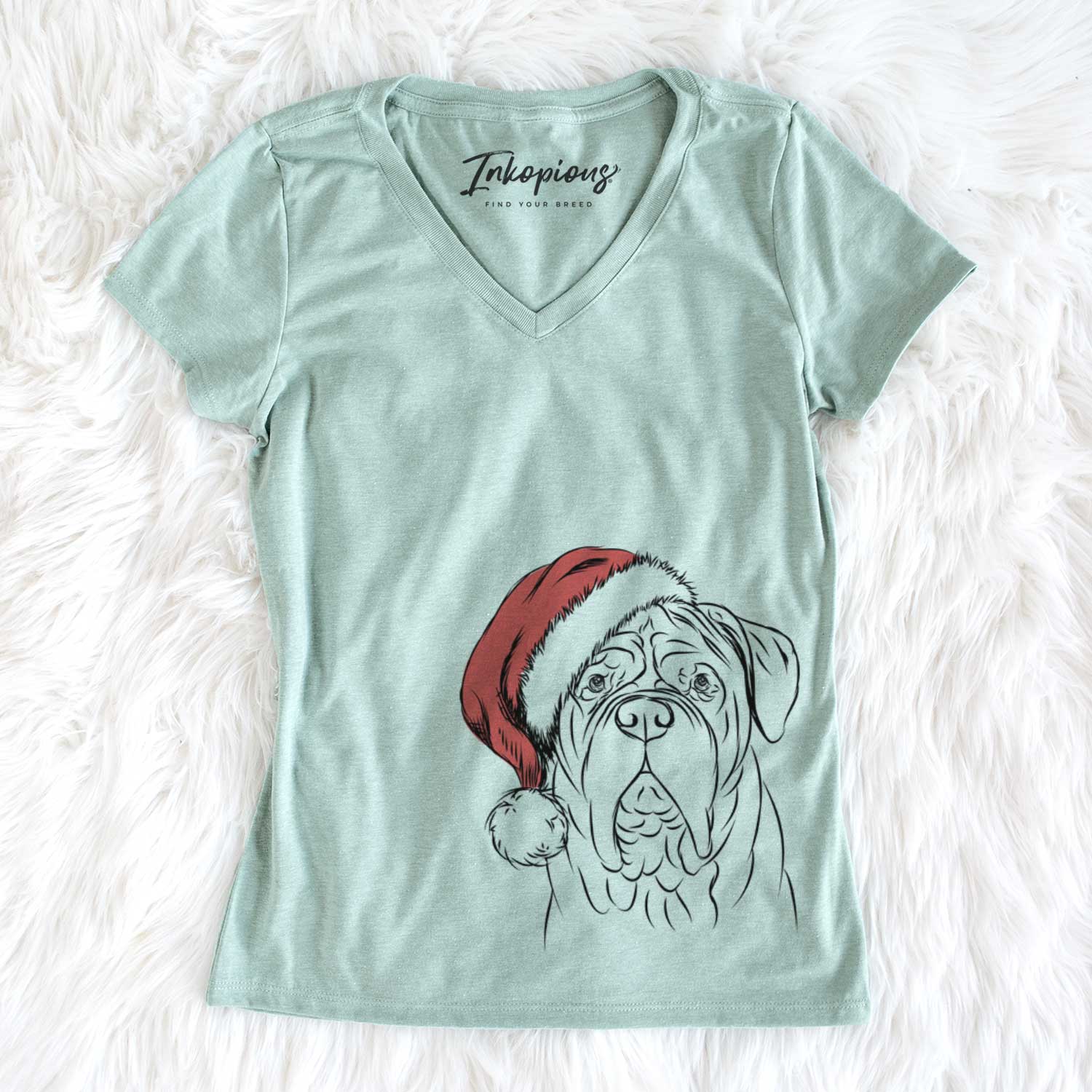 Santa Felix the Dogue de Bordeaux - Women's V-neck Shirt