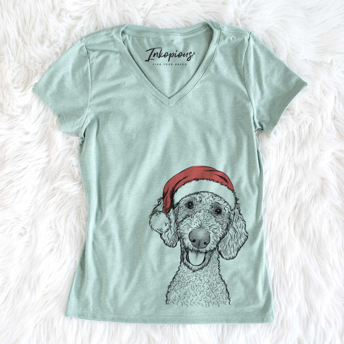 Santa Fenway the Goldendoodle - Women&#39;s V-neck Shirt
