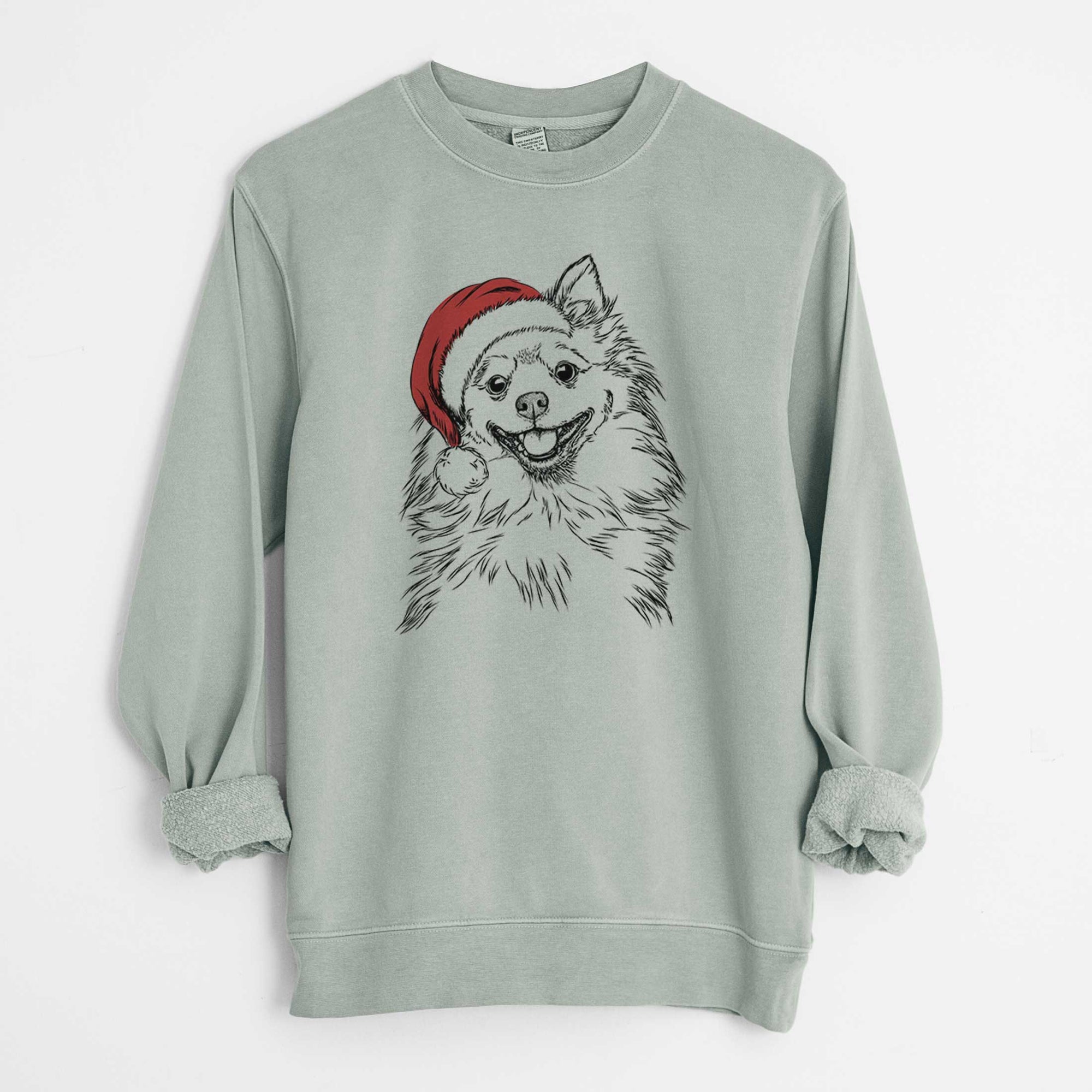 Santa Fibi the Spitz - Unisex Pigment Dyed Crew Sweatshirt