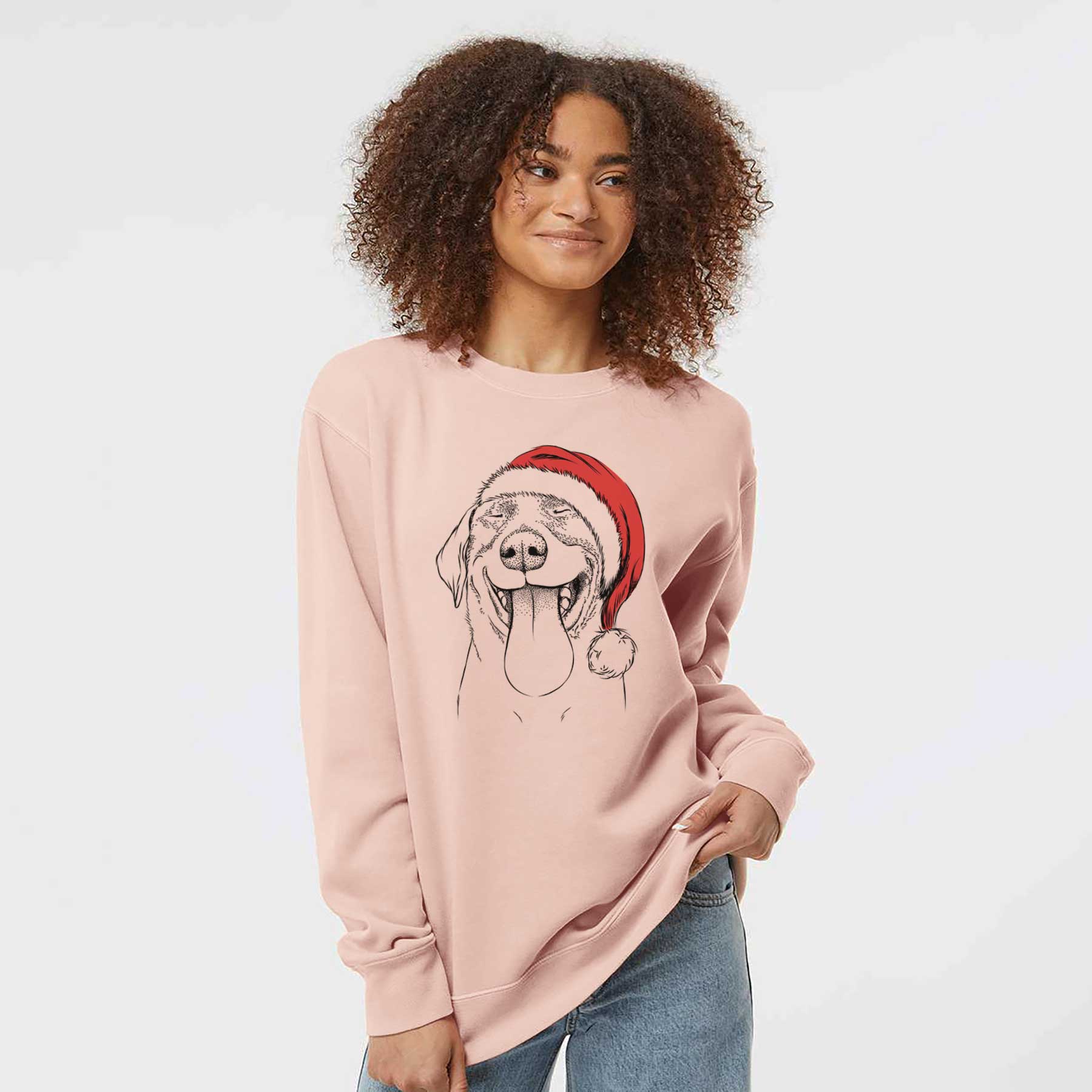 Santa Fig the Labrador Retriever - Unisex Pigment Dyed Crew Sweatshirt