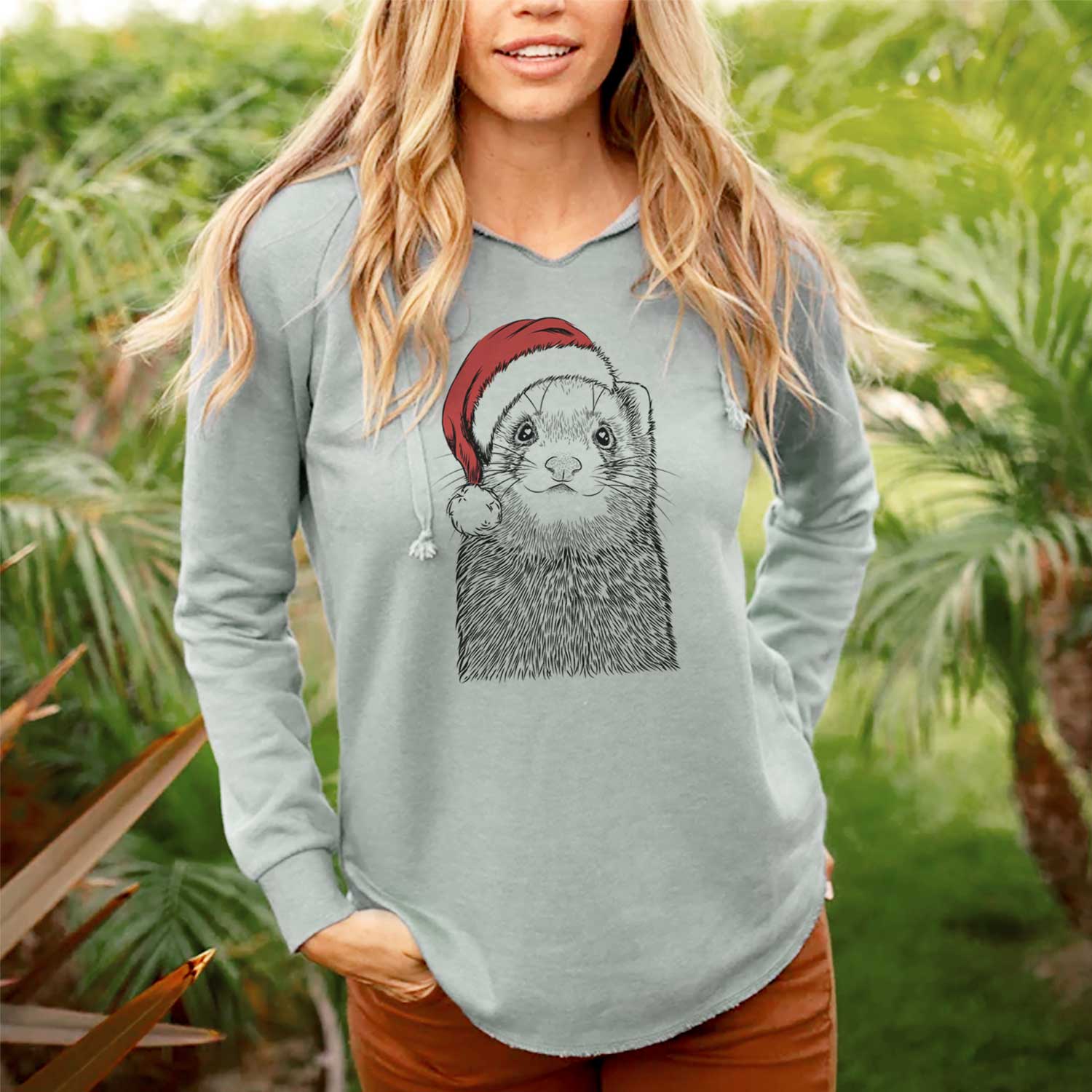 Santa Fig the Ferret - Cali Wave Hooded Sweatshirt