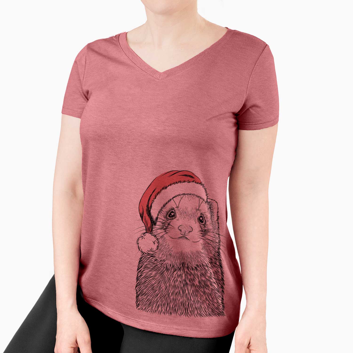 Santa Fig the Ferret - Women's V-neck Shirt