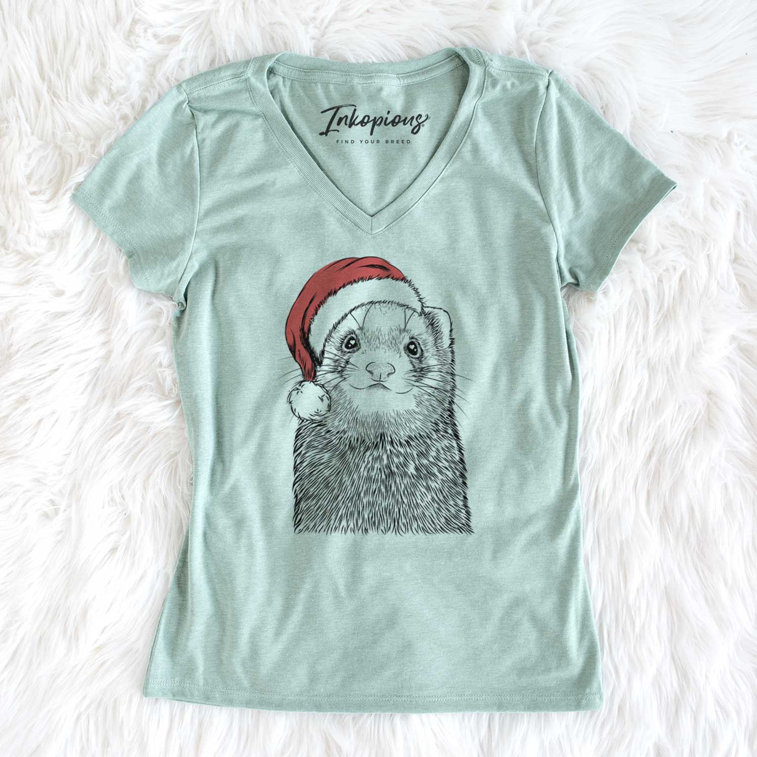 Santa Fig the Ferret - Women's V-neck Shirt