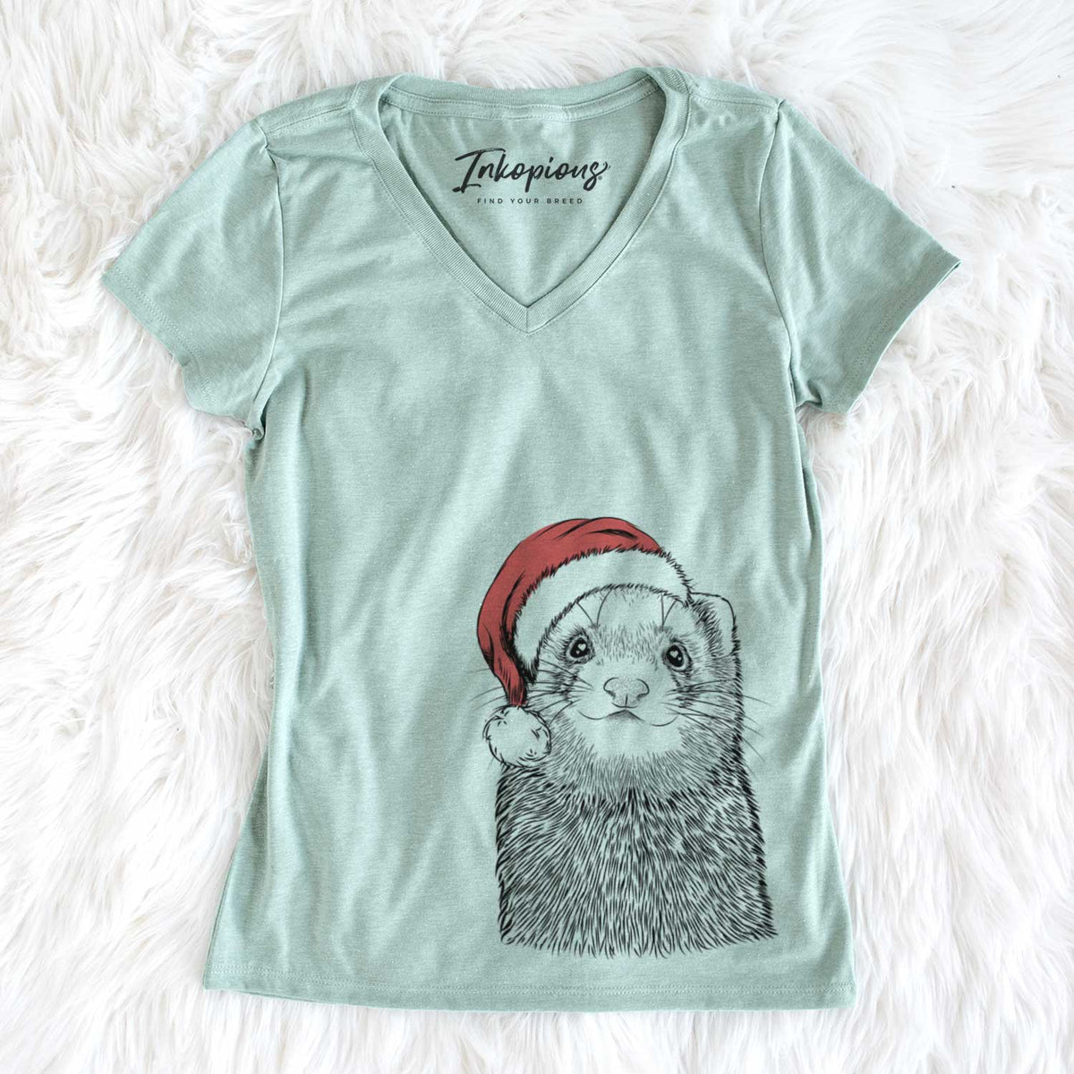 Santa Fig the Ferret - Women&#39;s V-neck Shirt