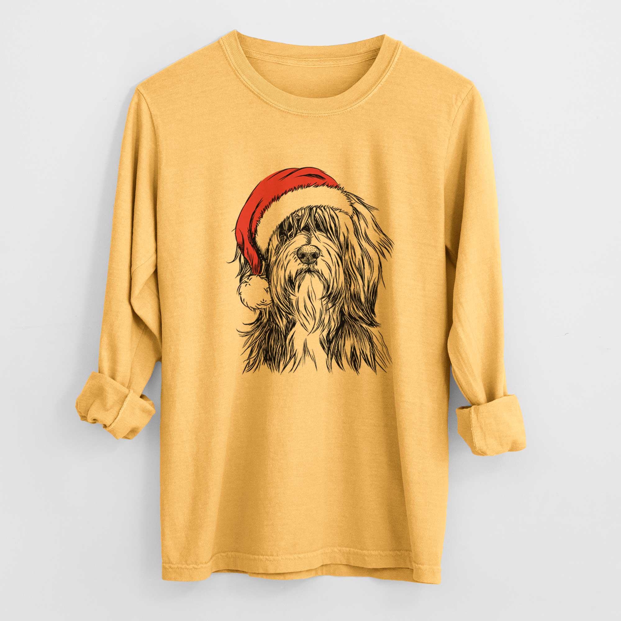 Santa Fiji the Polish Lowland Sheepdog - Heavyweight 100% Cotton Long Sleeve