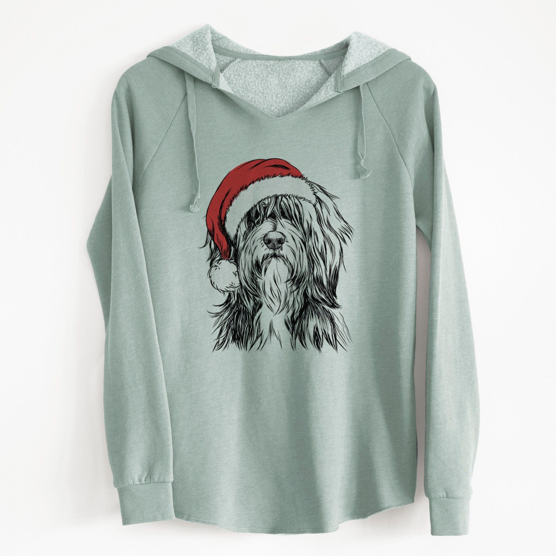 Santa Fiji the Polish Lowland Sheepdog - Cali Wave Hooded Sweatshirt