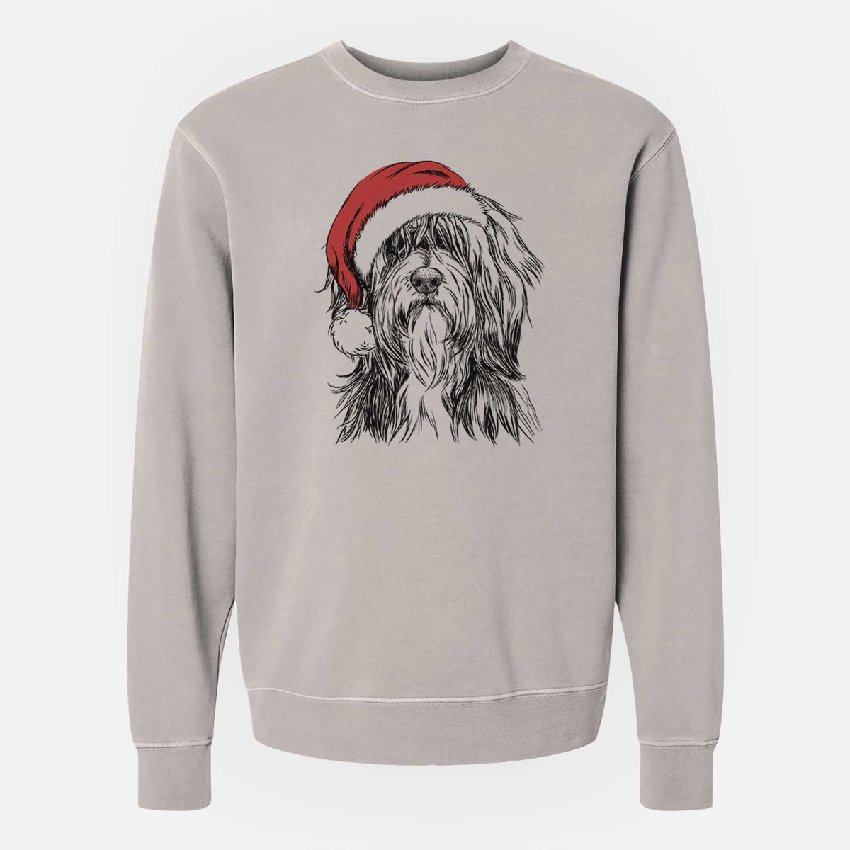 Santa Fiji the Polish Lowland Sheepdog - Unisex Pigment Dyed Crew Sweatshirt
