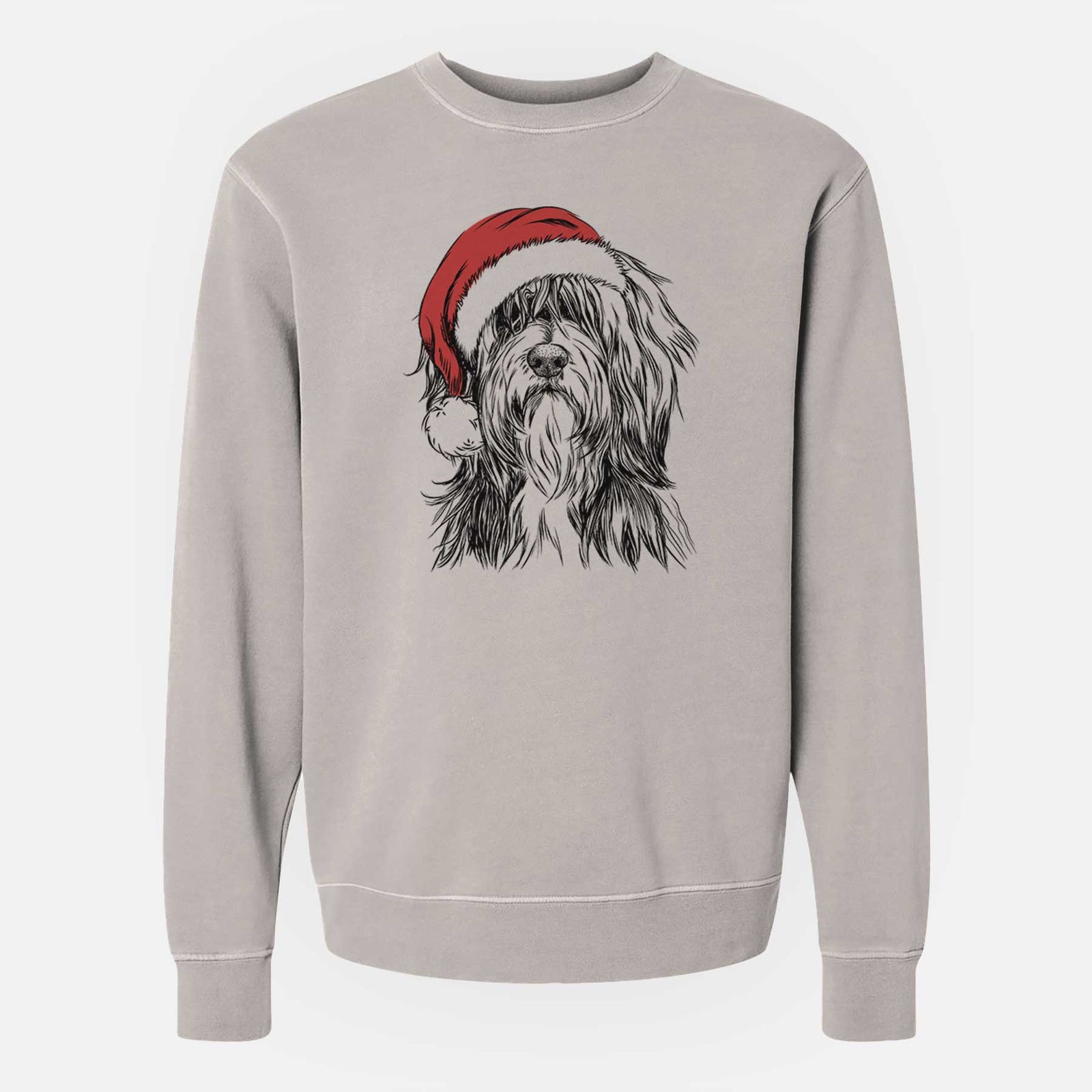 Santa Fiji the Polish Lowland Sheepdog - Unisex Pigment Dyed Crew Sweatshirt