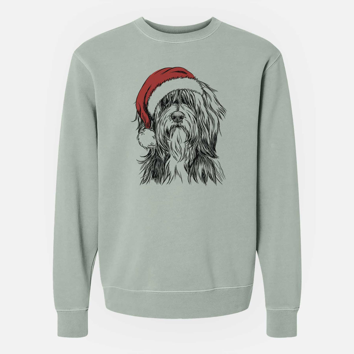 Santa Fiji the Polish Lowland Sheepdog - Unisex Pigment Dyed Crew Sweatshirt