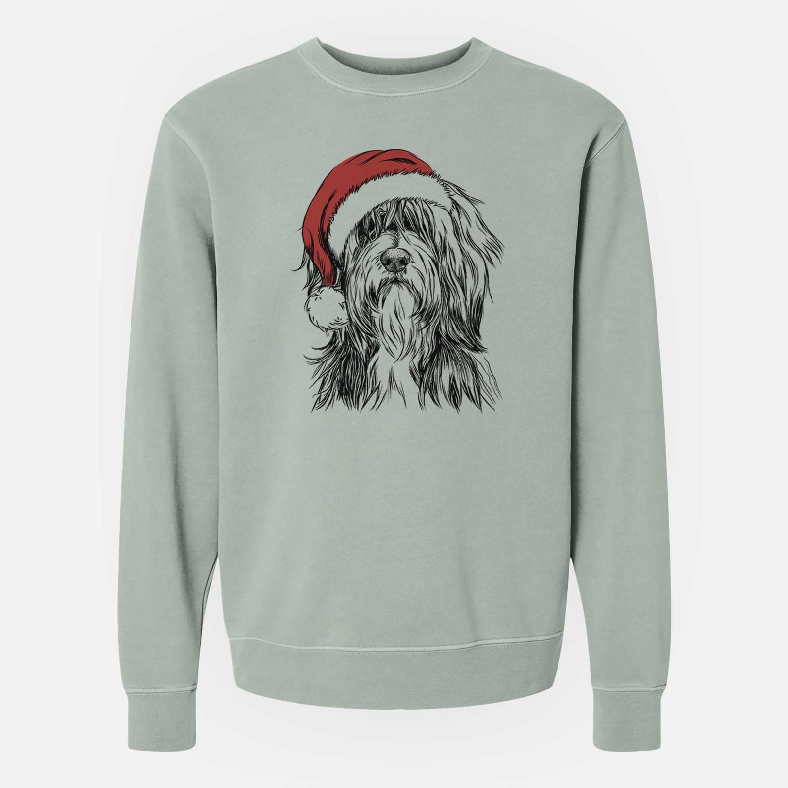 Santa Fiji the Polish Lowland Sheepdog - Unisex Pigment Dyed Crew Sweatshirt