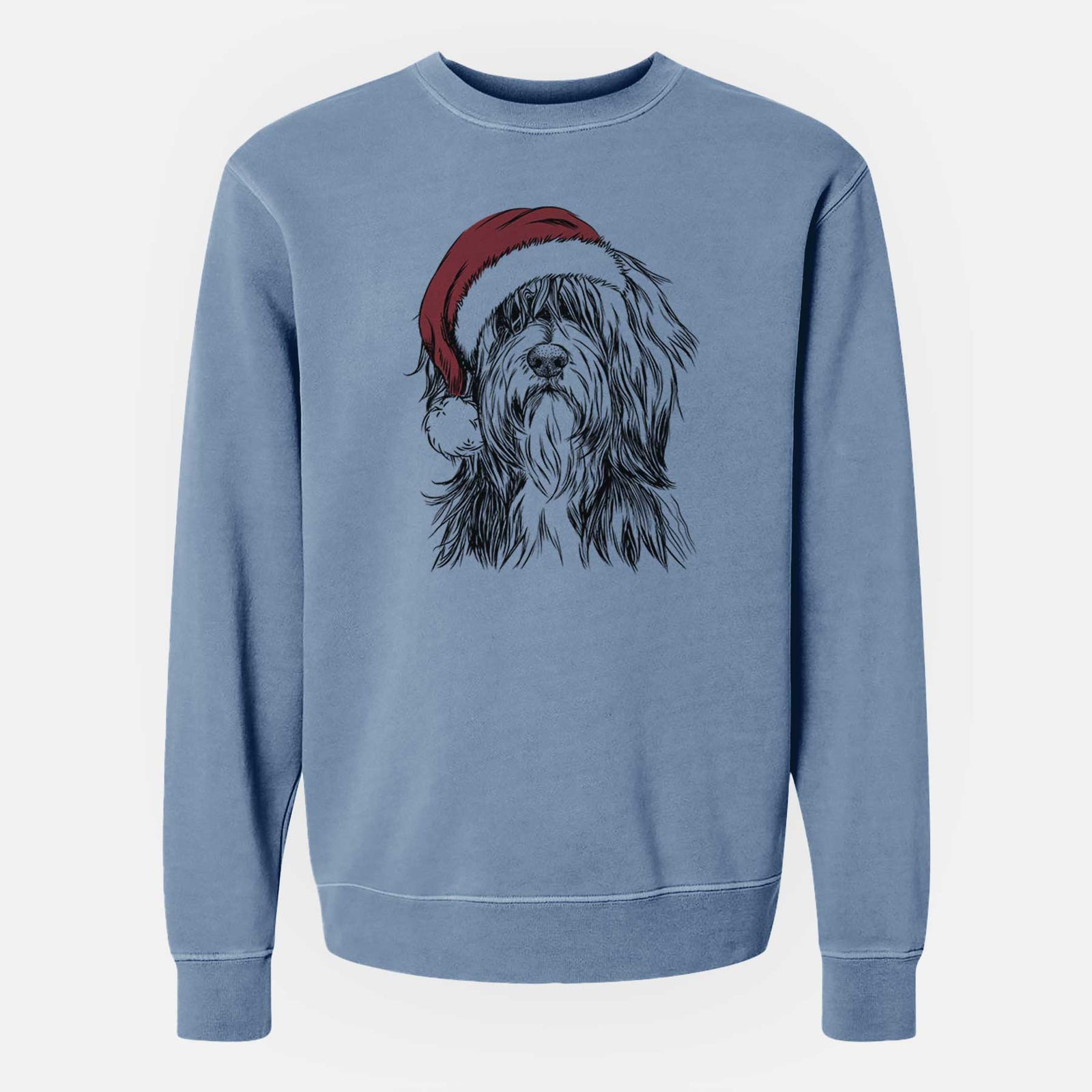 Santa Fiji the Polish Lowland Sheepdog - Unisex Pigment Dyed Crew Sweatshirt