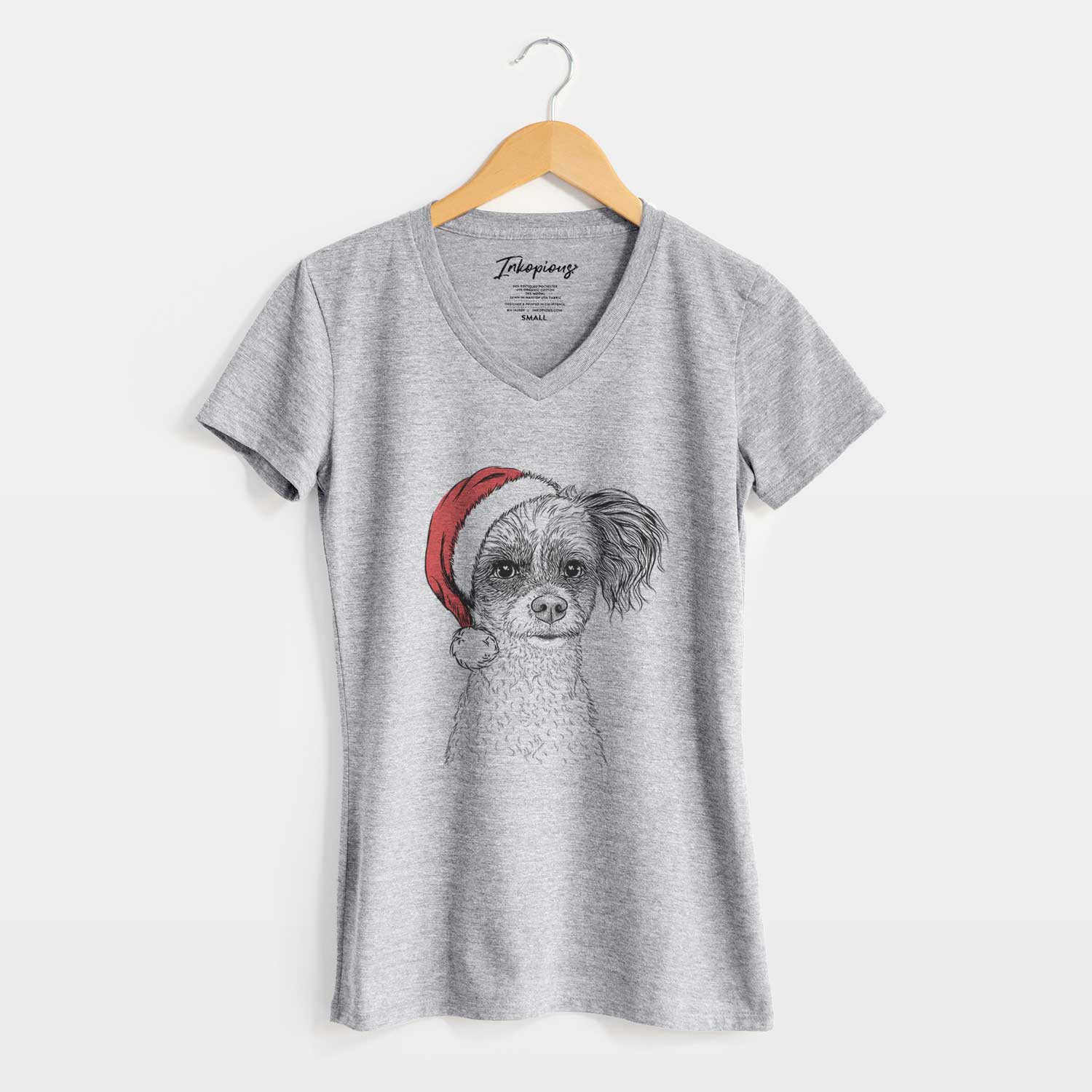 Santa Finley Beth the Papillon Mix - Women's V-neck Shirt