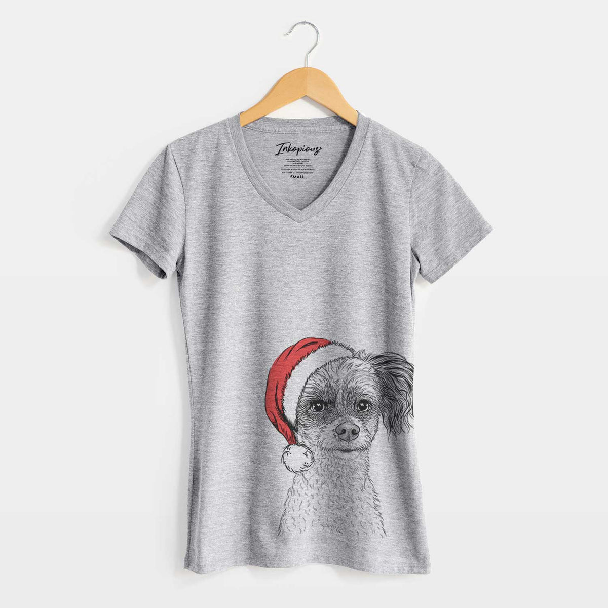 Santa Finley Beth the Papillon Mix - Women's V-neck Shirt